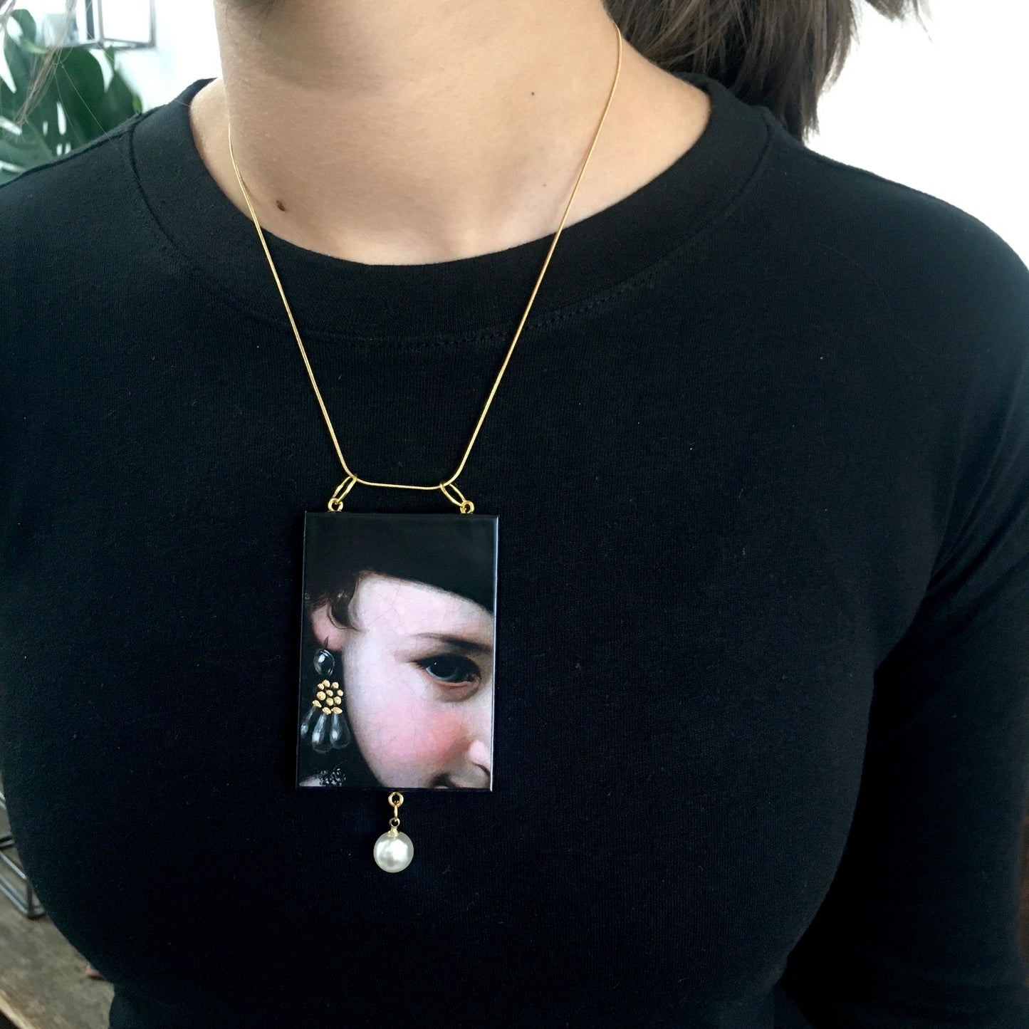 Museum-Inspired Sustainable Necklace Baroque Italian art necklace with pearl Obljewellery