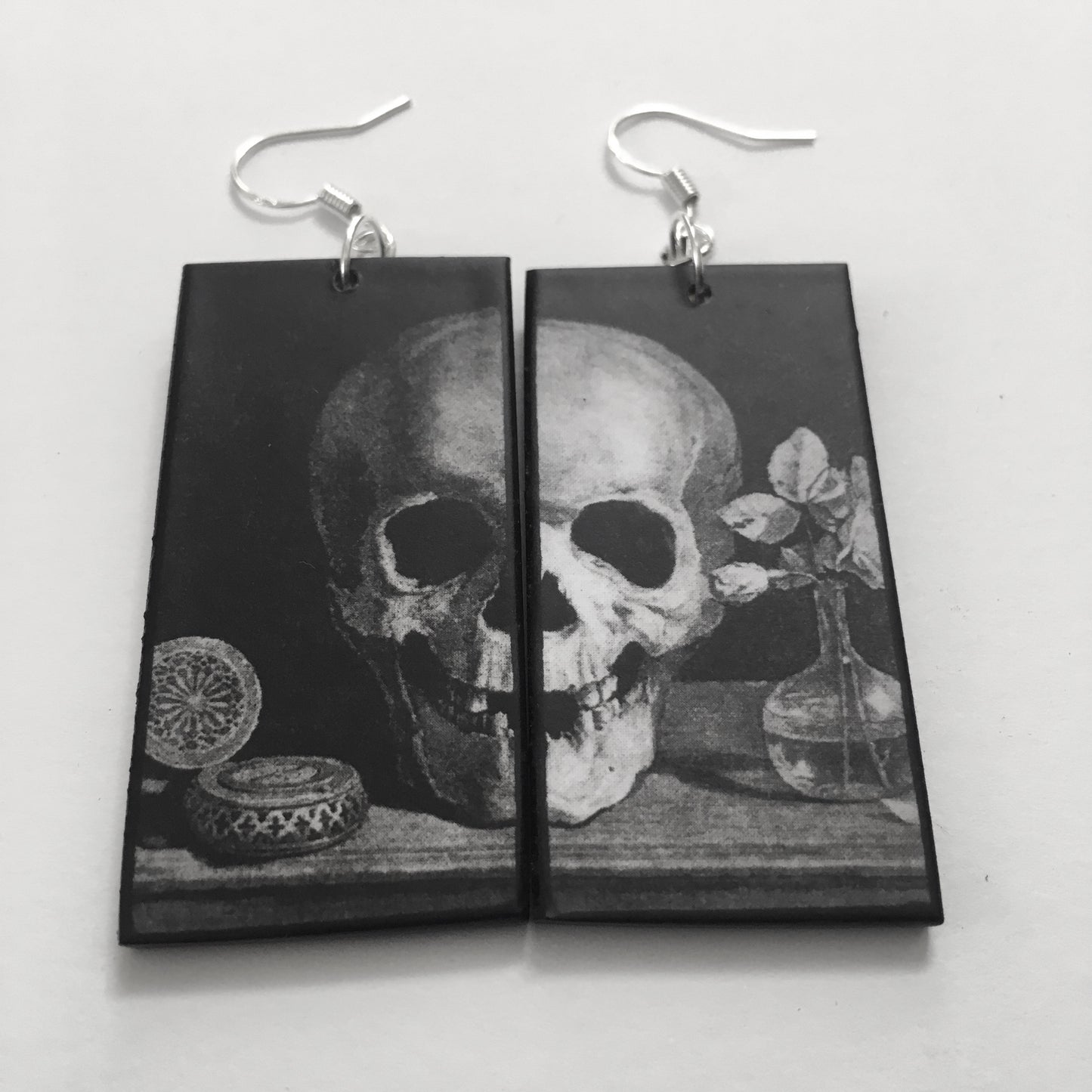 Memento Mori art earrings