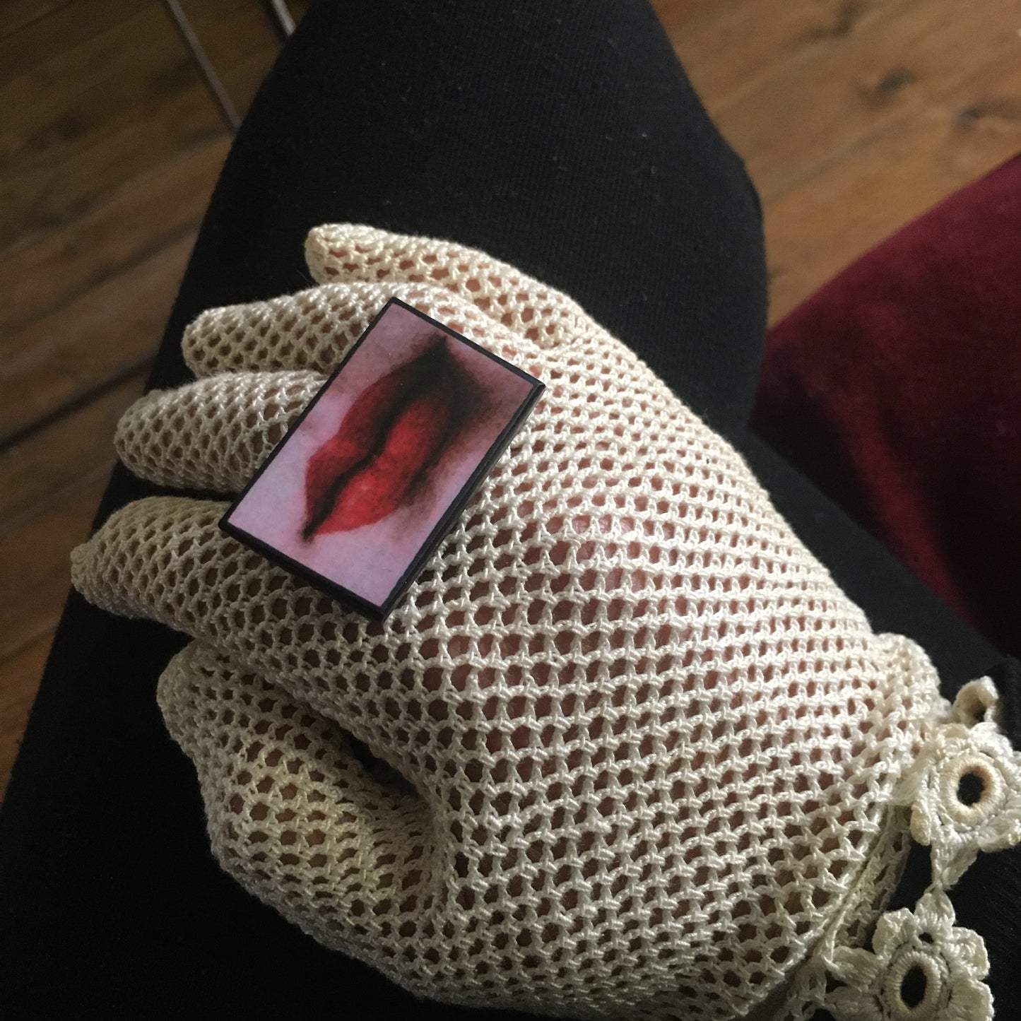 Lips ring handmade from sustainable wood