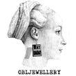 logo obljewellery with dada earrings and Renaissance profile portrait