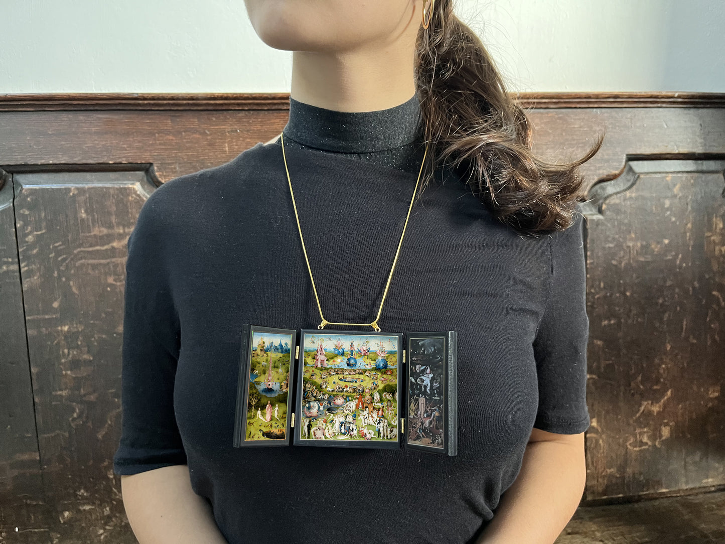 Museum-Inspired Sustainable Necklace The Garden of Earthly Delights: A Wearable 3D Triptych Obljewellery