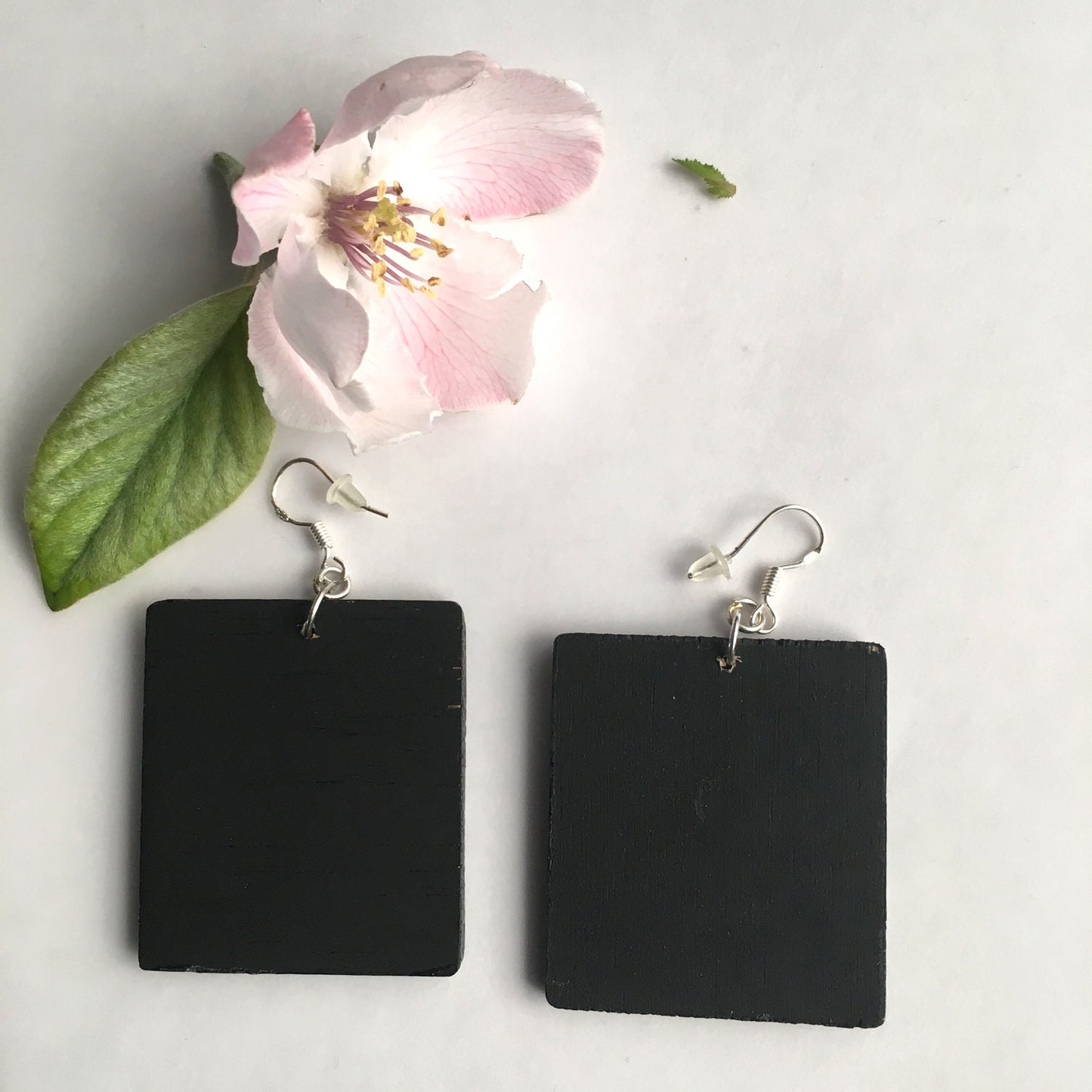 Mismatched art Earrings. Architecture jewellery gift. Wooden unusual earrings.