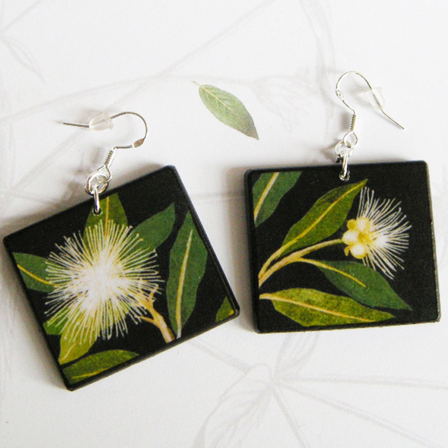 Mary Delany, floral art earrings