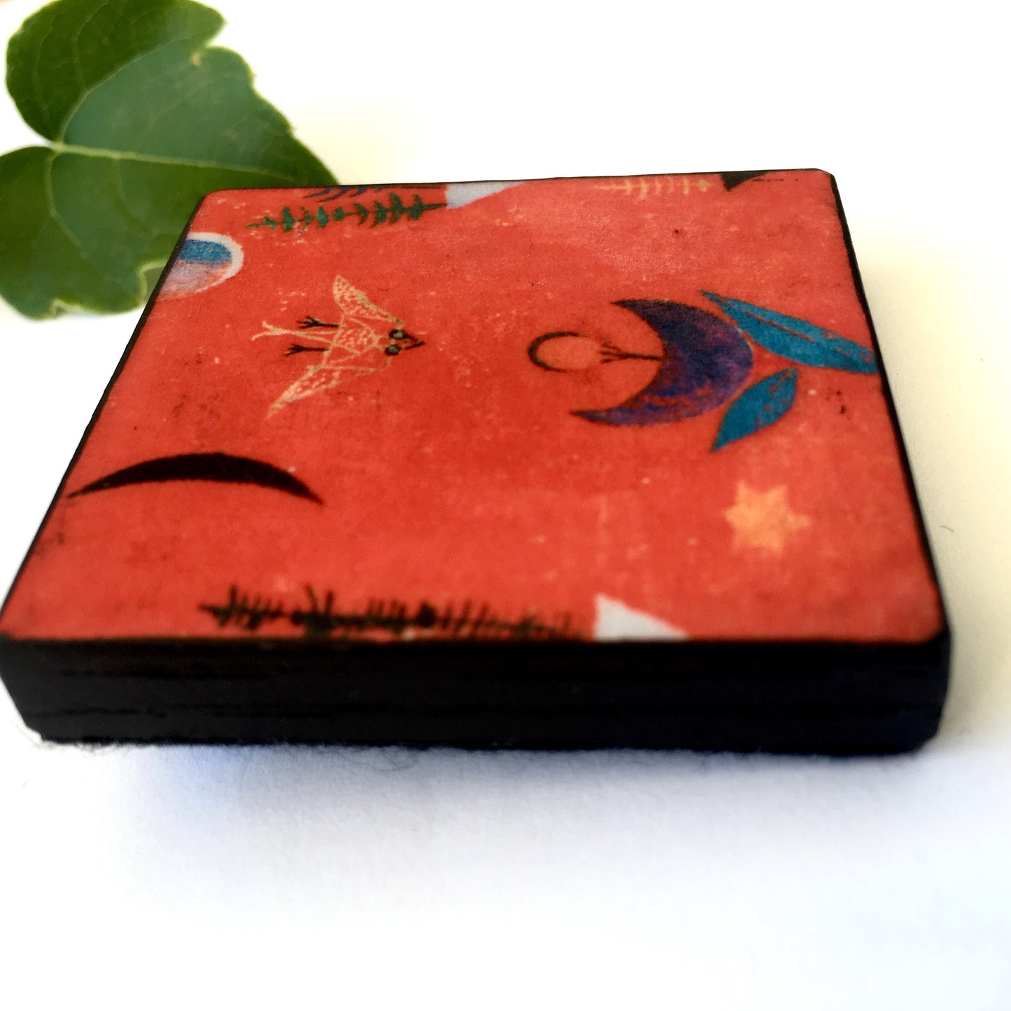 Paul Klee art brooch. Modernist brooch, Wooden square, unique brooch.