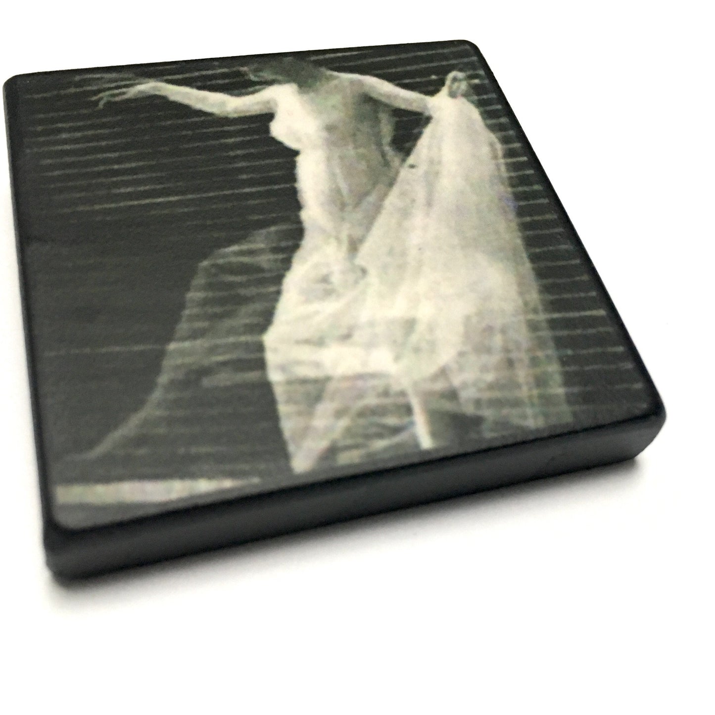 Wooden artsy brooch. Muybridge photo art, quirky unique gift.