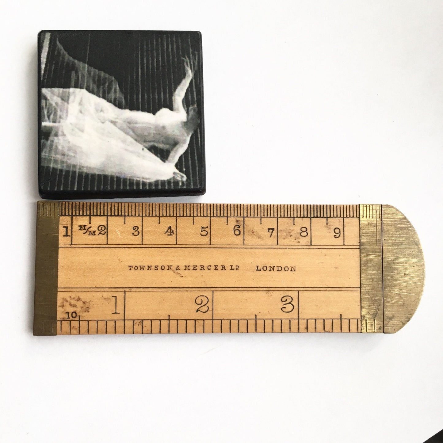 Wooden artsy brooch. Muybridge photo art, quirky unique gift.