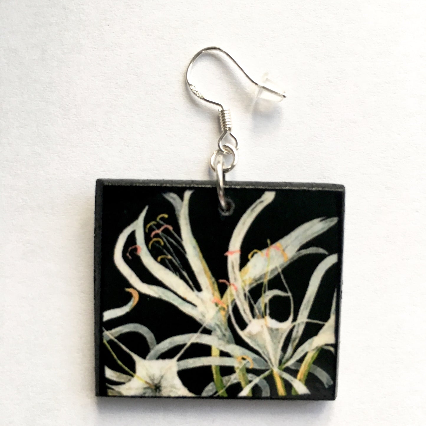 Mary Delany, sustainable wooden earrings. Artsy gift earrings.