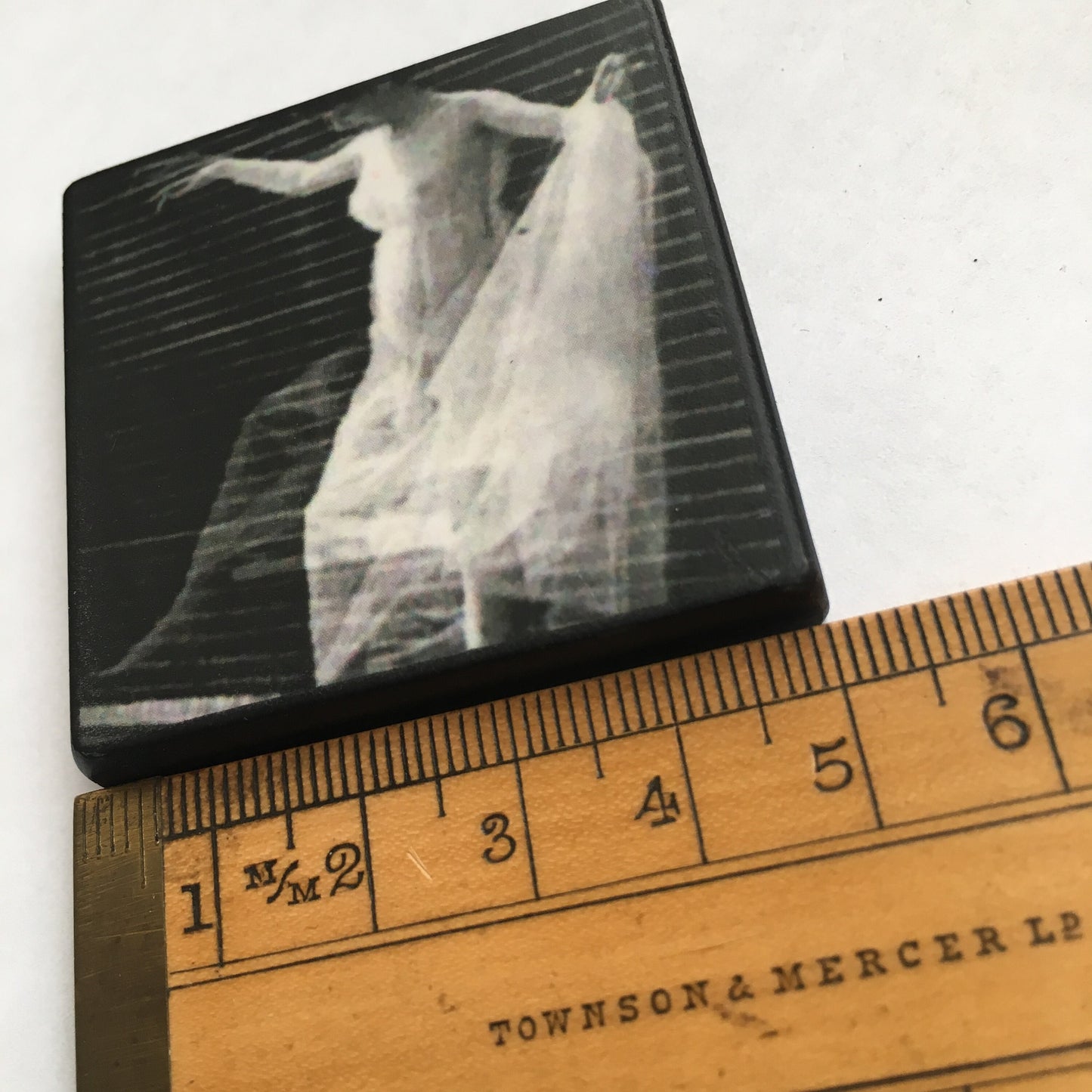 Wooden artsy brooch. Muybridge photo art, quirky unique gift.