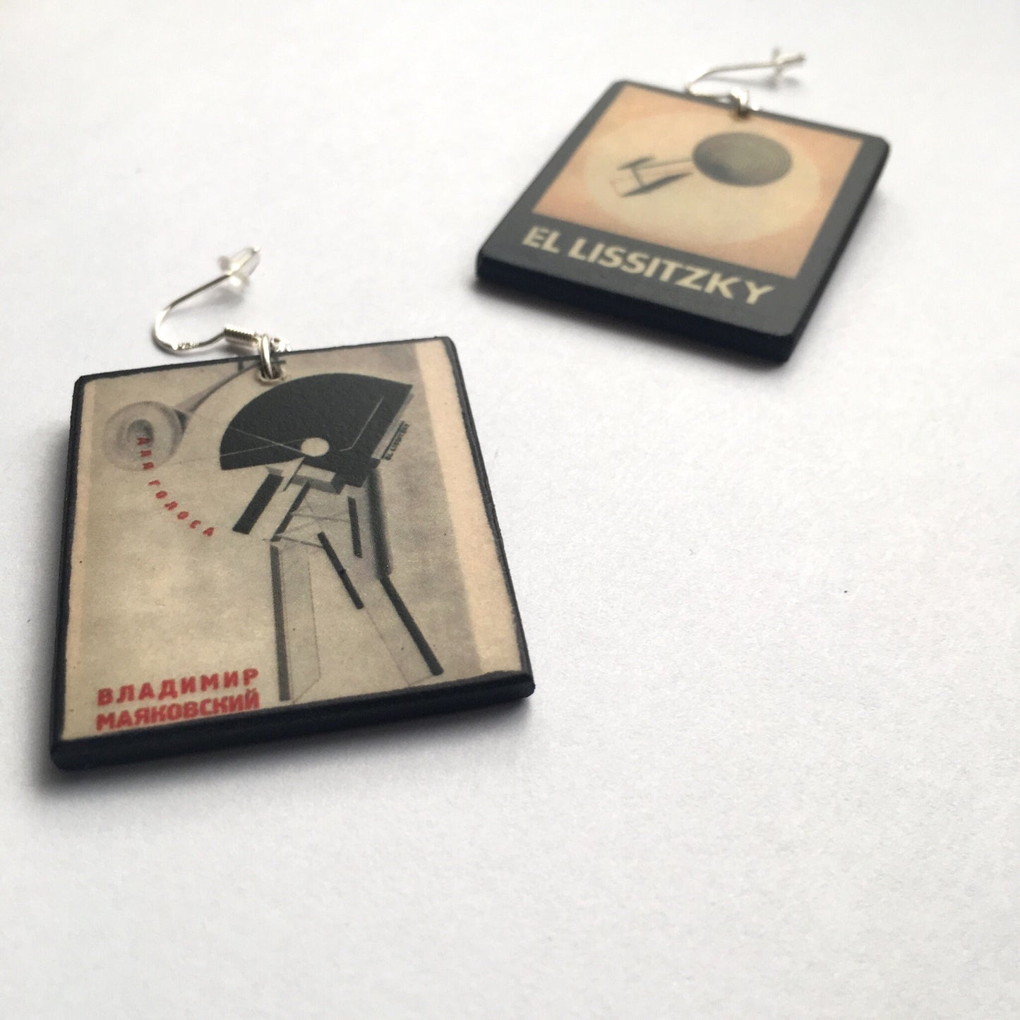 El Lissitzky, geometric art earrings. Art gift for her