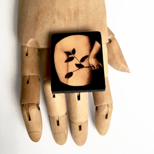 Large Wood Quirky Ring. Unique Artsy adjustable Ring. Renaissance art jewellery.