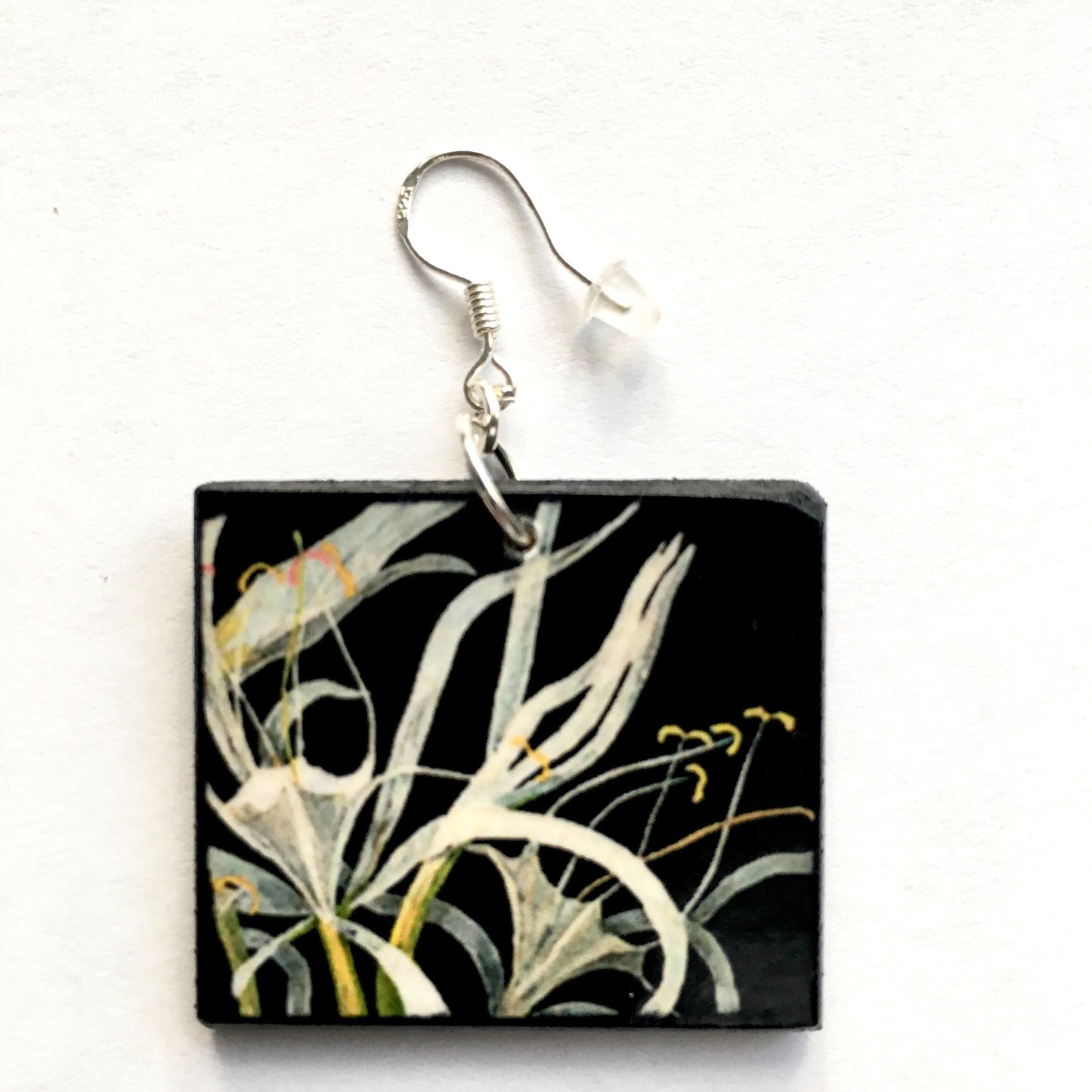 Mary Delany, sustainable wooden earrings. Artsy gift earrings.