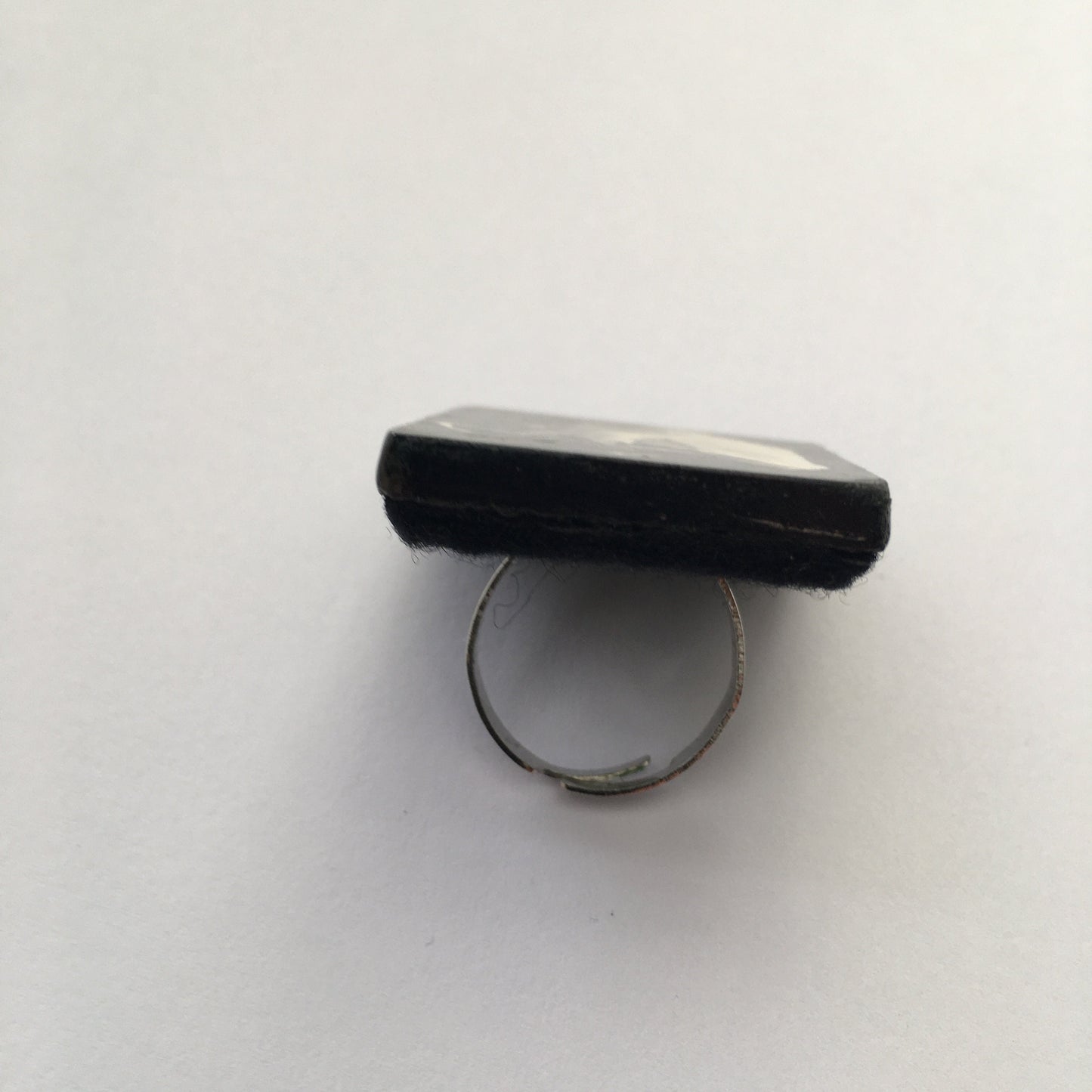 Muybridge art. Big, black and white ring. Wooden art, adjustable ring.