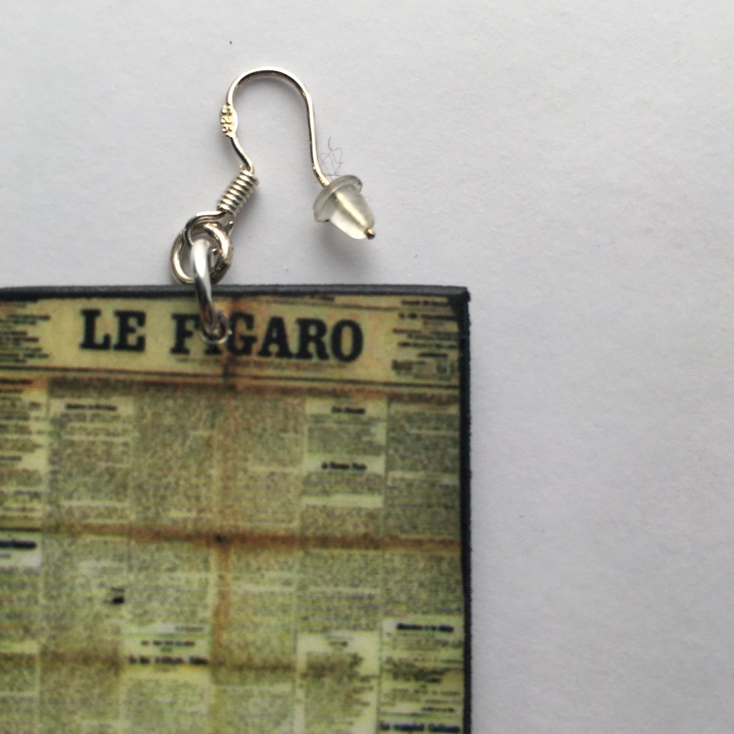 Funky, wooden and sterling silver hooks earrings. Le figaro aesthetic earrings.