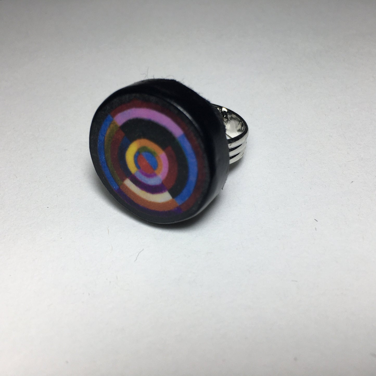 Robert Delaunay Geometric art wood ring. Quirky big ring. Abstract jewellery.