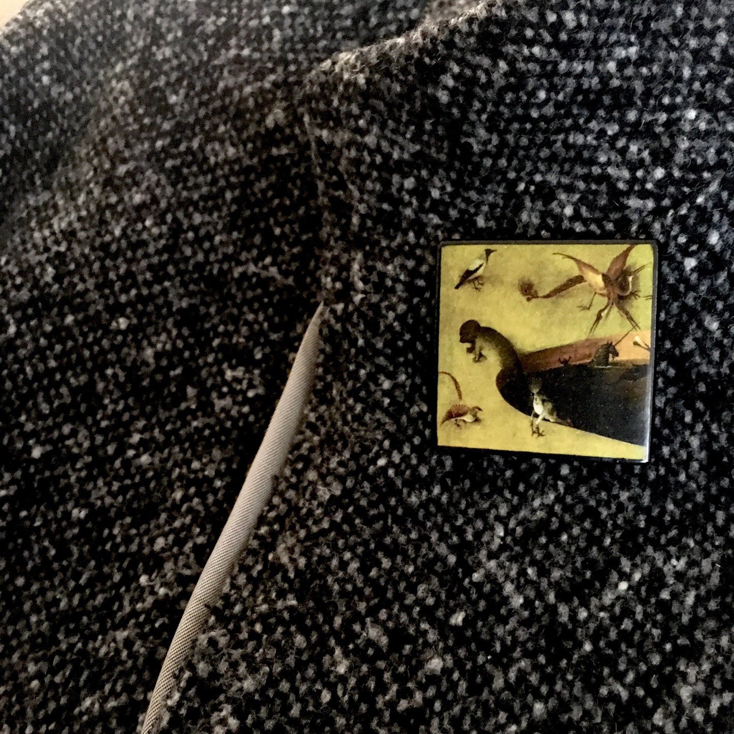 Art brooch inspired by Hieronymus Bosch.
