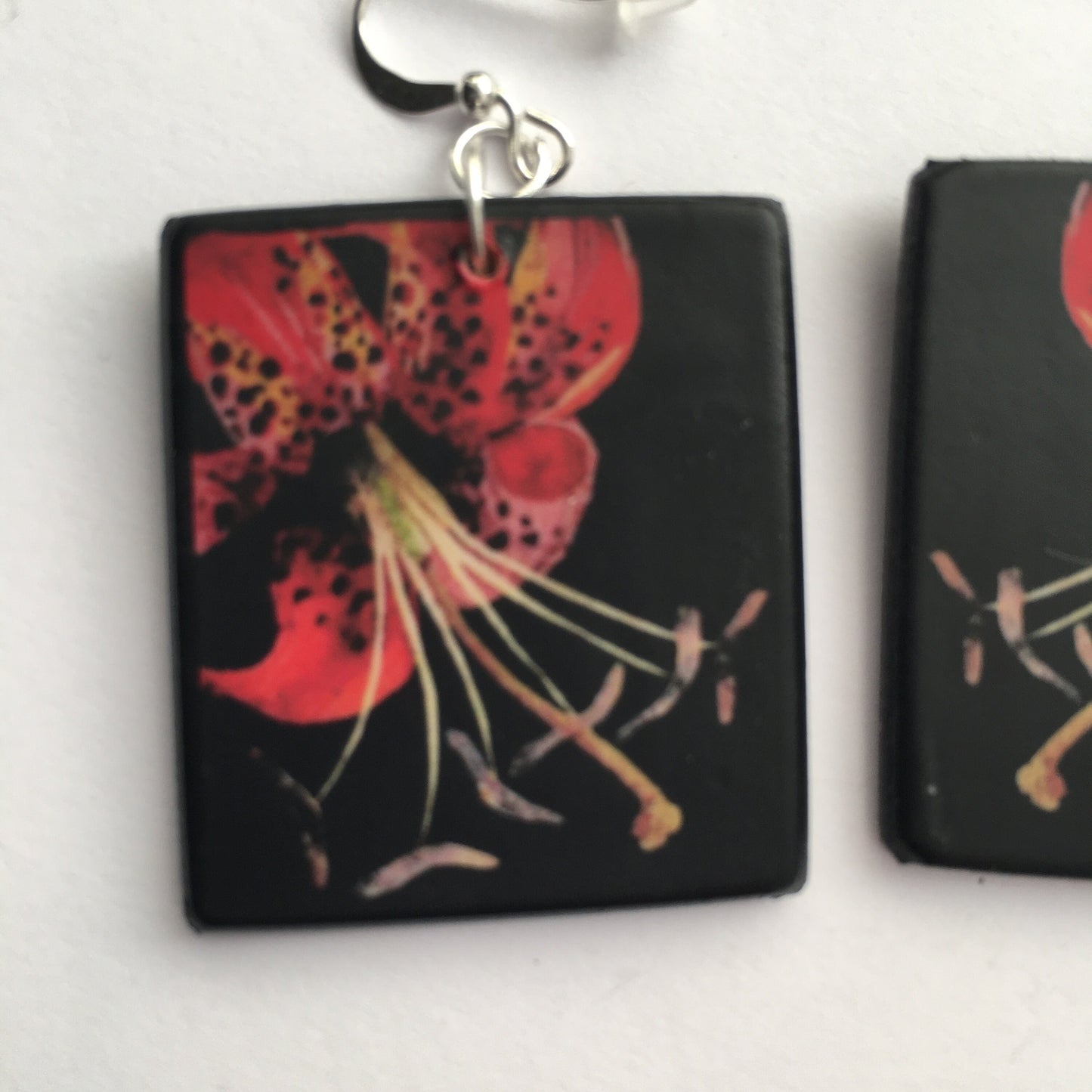 Mary Delany floral art earrings