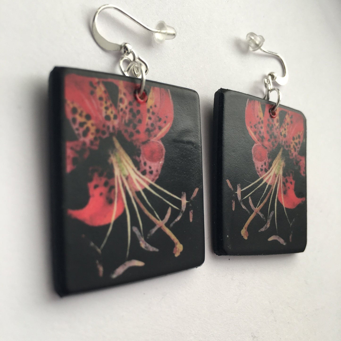 Mary Delany floral art earrings
