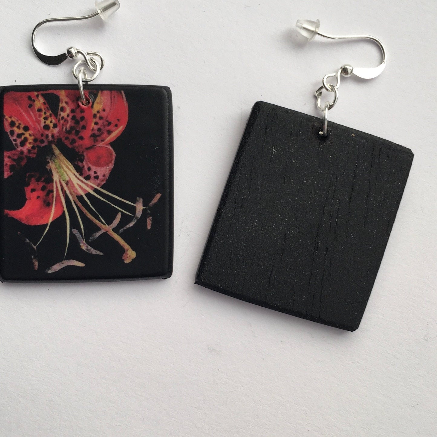 Mary Delany floral art earrings