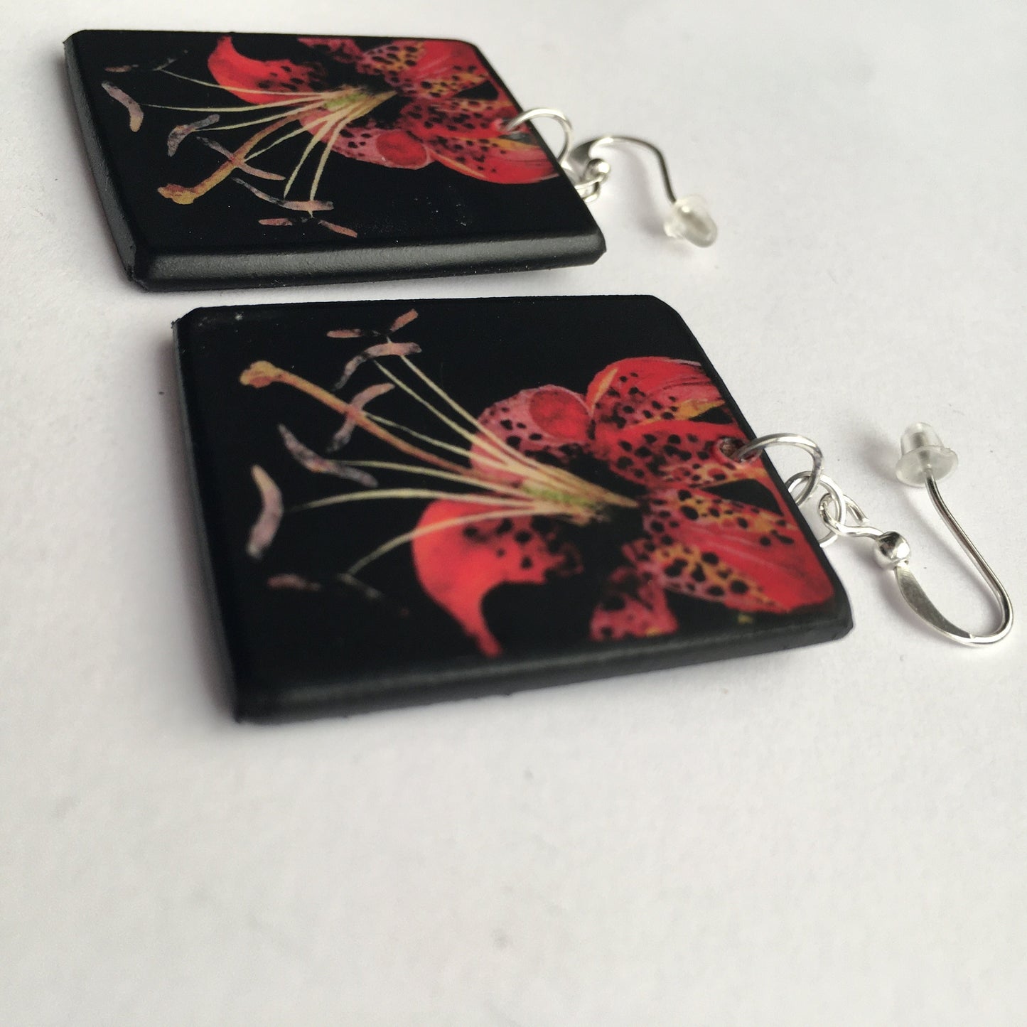 Mary Delany floral art earrings