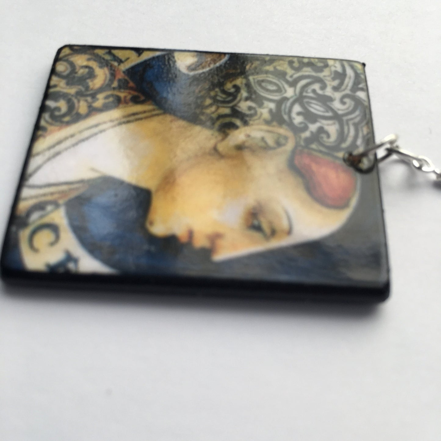 Wooden aesthetic earrings. Italian ceramic art Renaissance painting. Christmas mom gift.