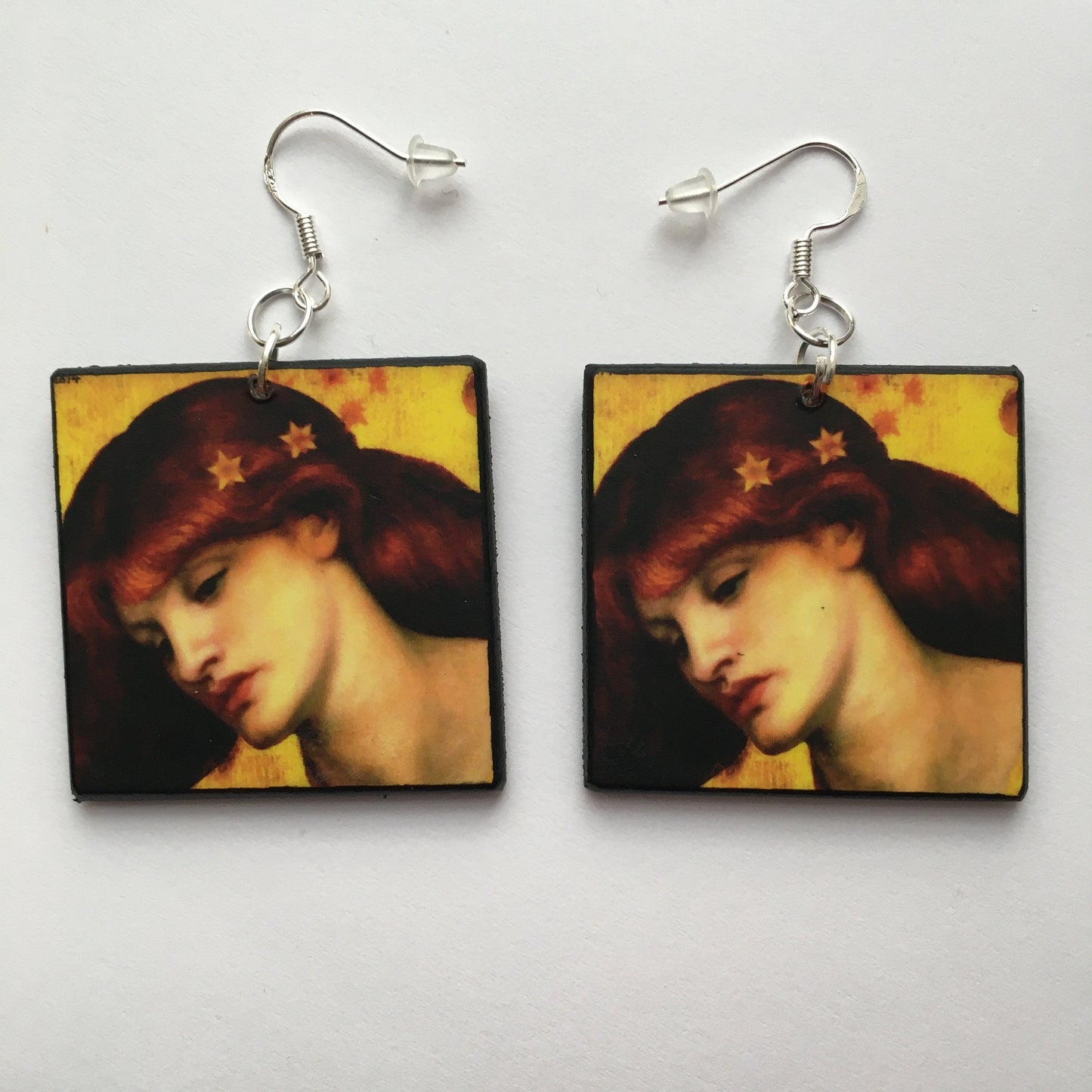 Wearable art earrings, sustainable wood and sterling silver hooks. Long distance gift. Mother birthday gift.