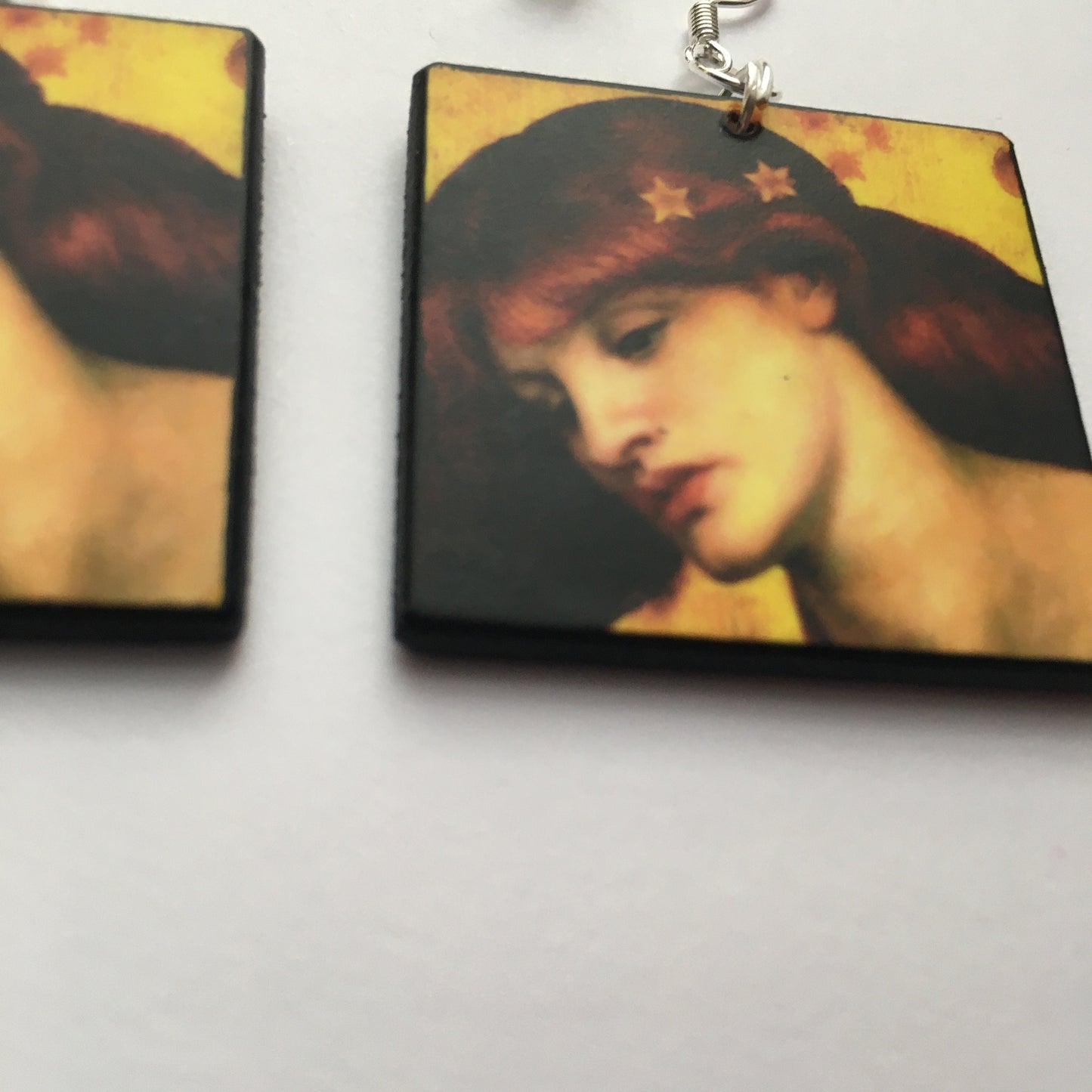 Wearable art earrings, sustainable wood and sterling silver hooks. Long distance gift. Mother birthday gift.
