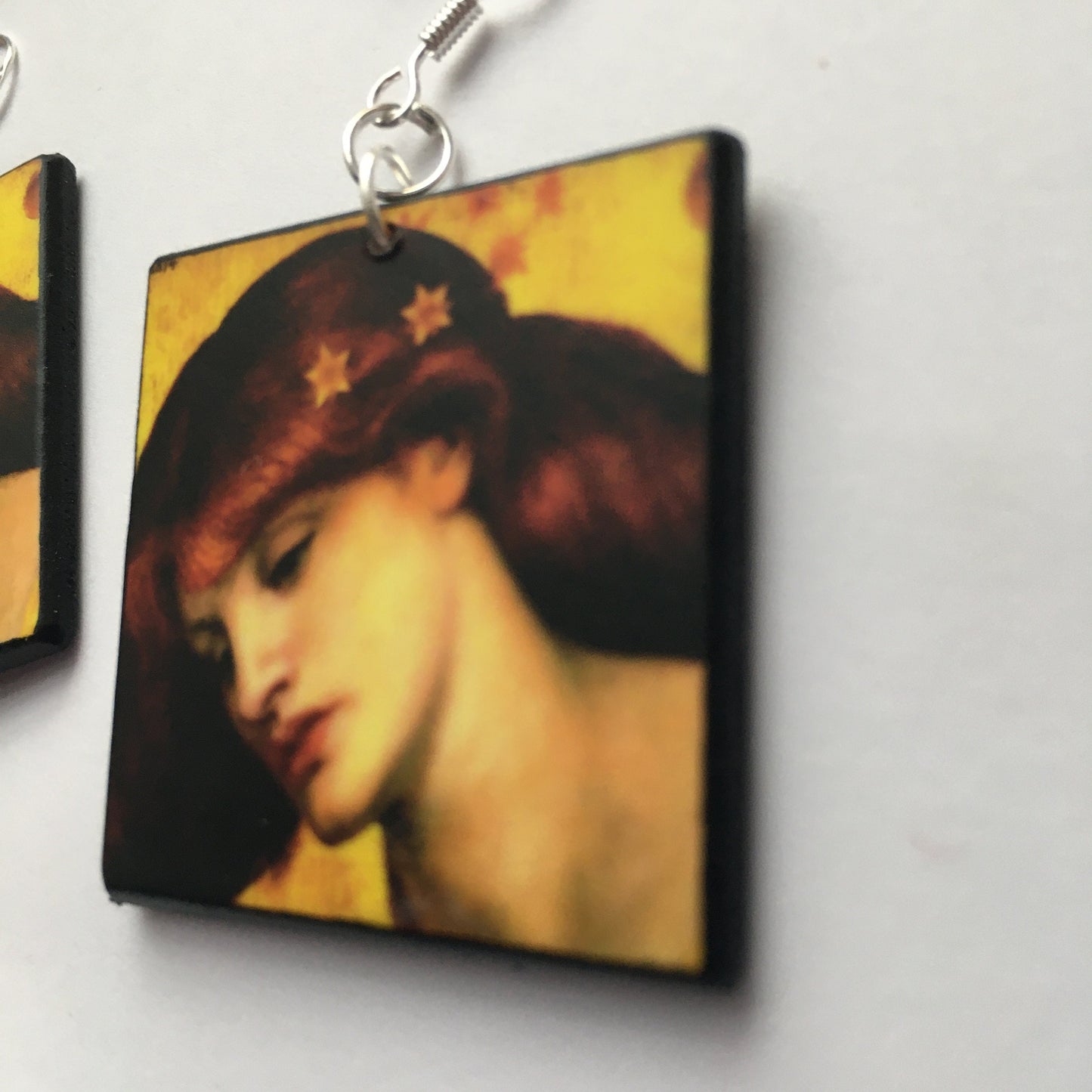 Wearable art earrings, sustainable wood and sterling silver hooks. Long distance gift. Mother birthday gift.