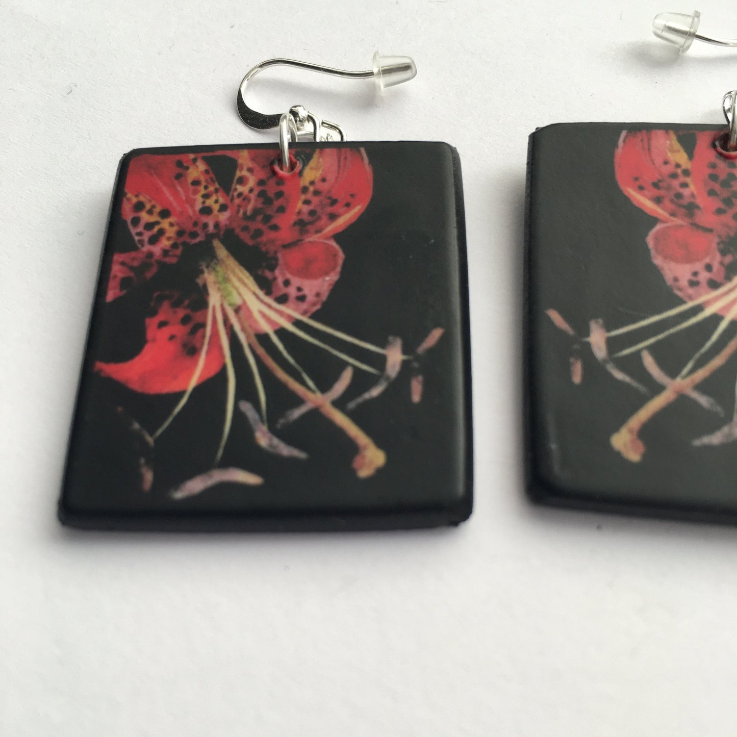 Mary Delany floral art earrings