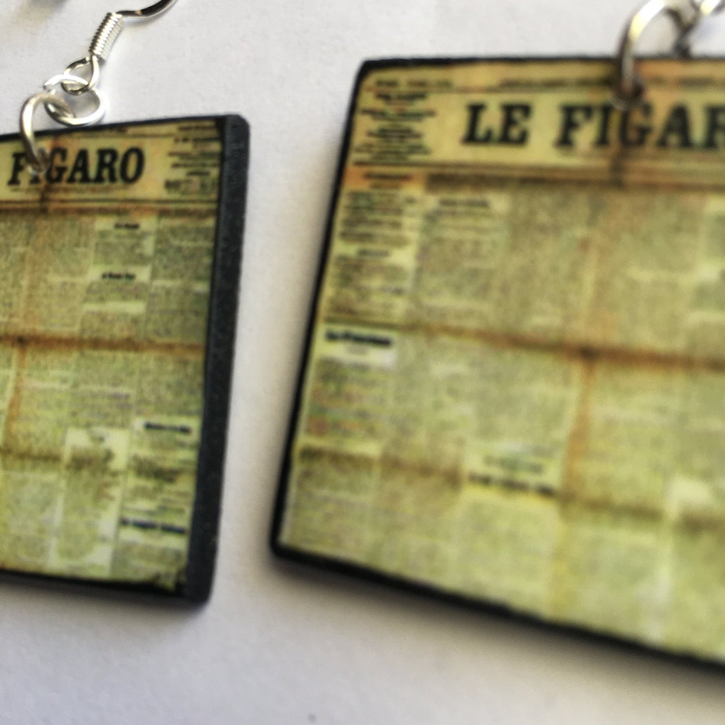 Funky, wooden and sterling silver hooks earrings. Le figaro aesthetic earrings.