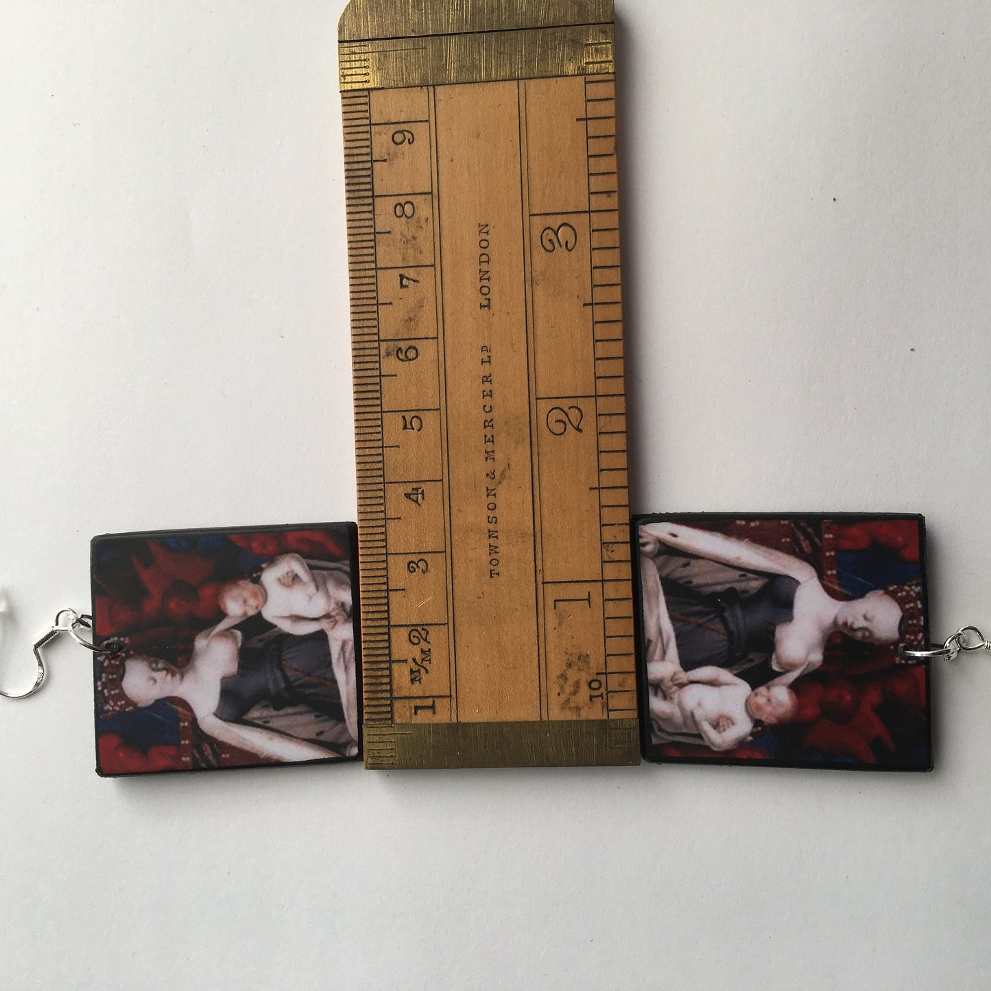 Madonna and child, sustainable wood and sterling earrings. Inspiration art . Mother gift.