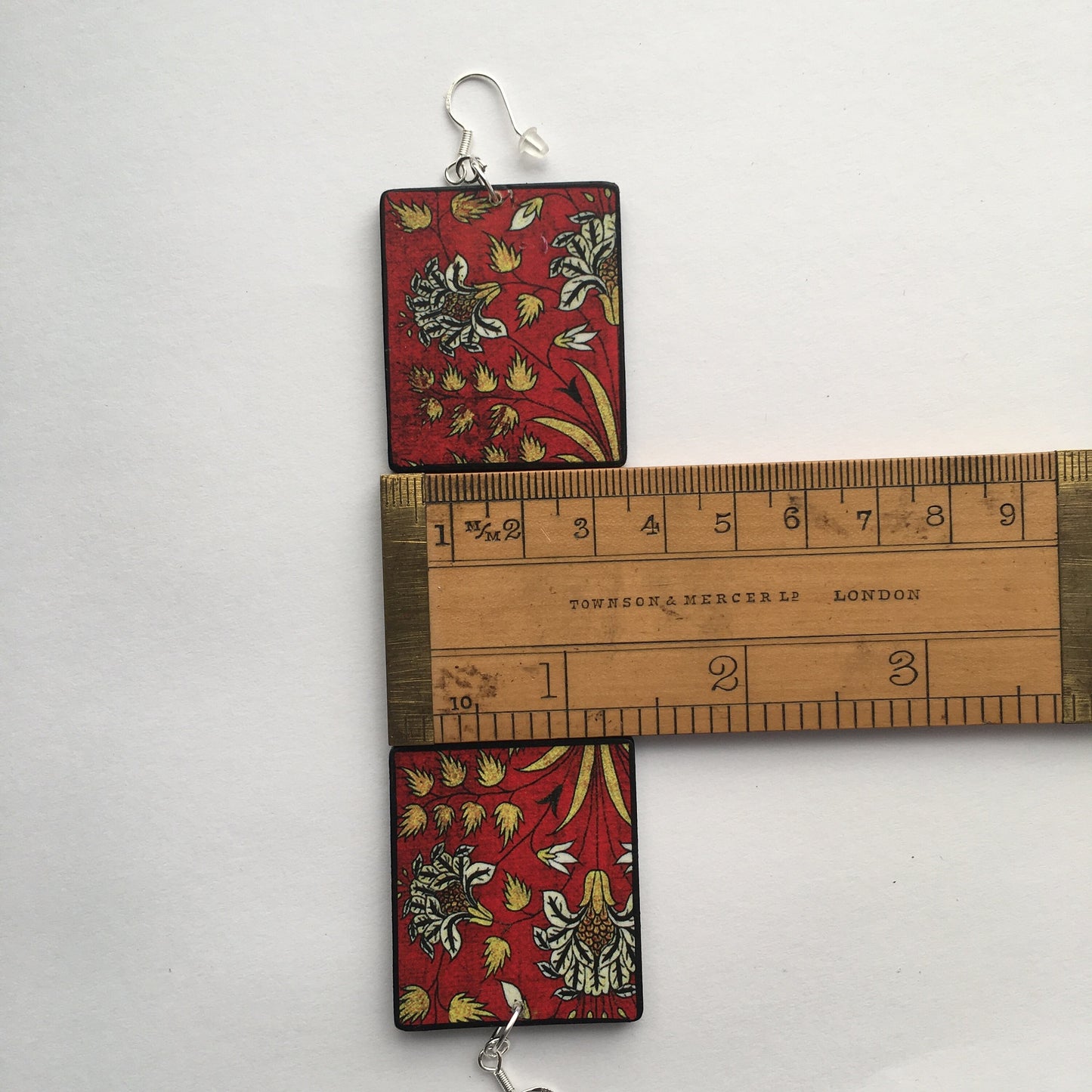 Wooden, geometric flower, art earrings. Gift for mom.