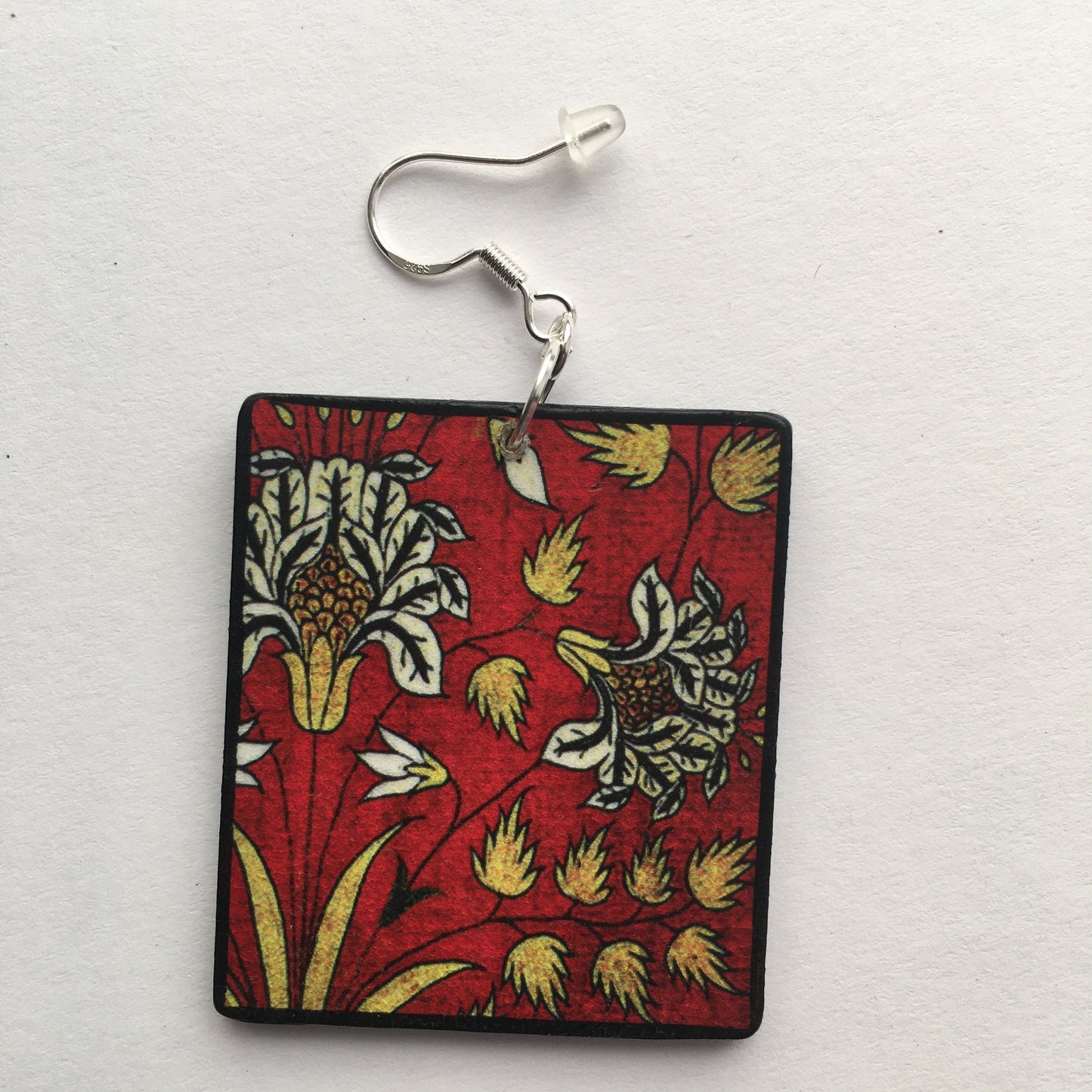 Wooden, geometric flower, art earrings. Gift for mom.