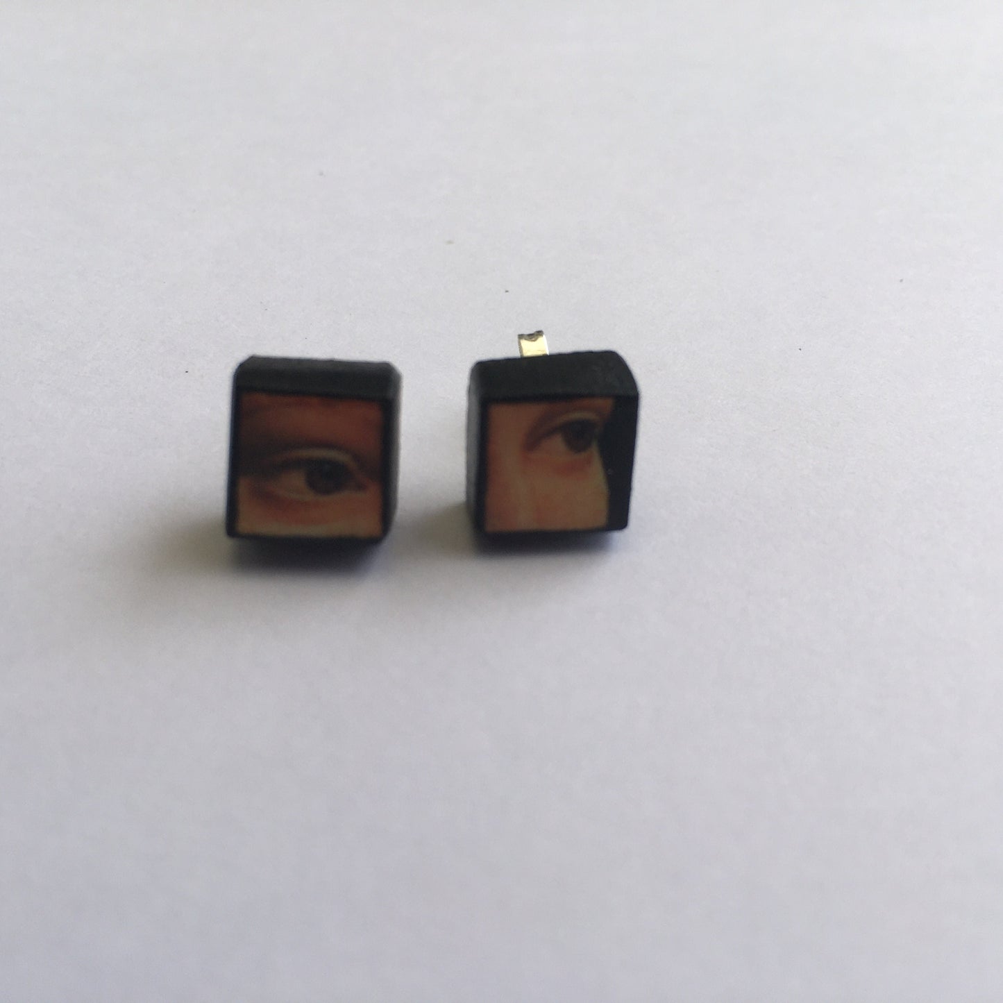 Leonardo da Vinci, sterling silver and wood earrings.