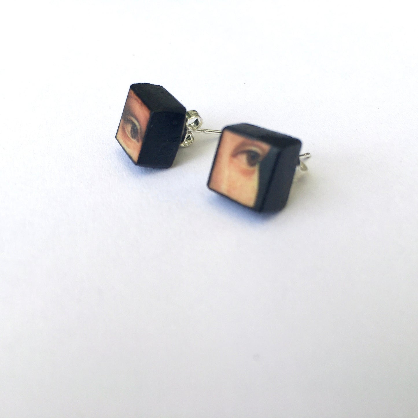 Leonardo da Vinci, sterling silver and wood earrings.