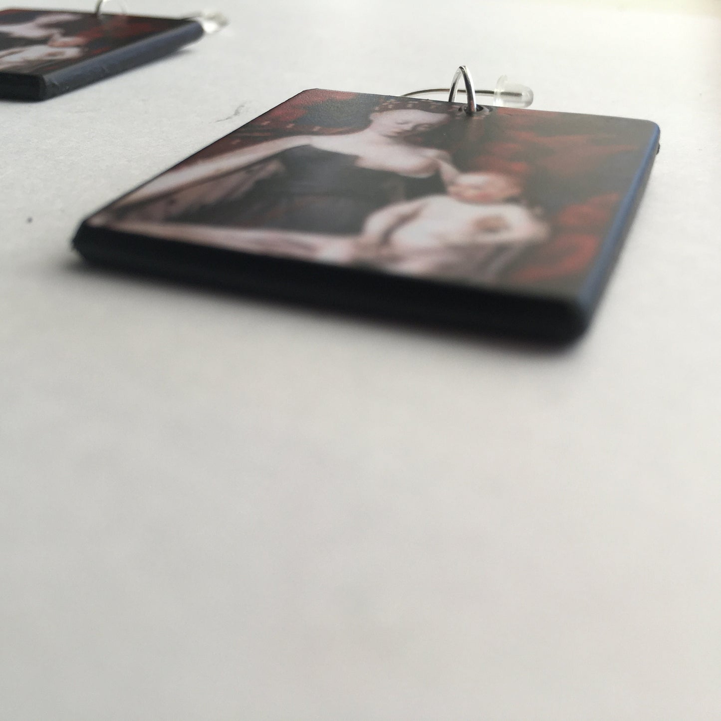 Madonna and child, sustainable wood and sterling earrings. Inspiration art . Mother gift.