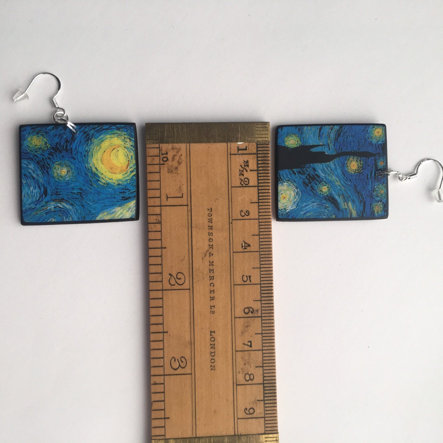 Inspired asymmetrical earrings, by Van Gogh