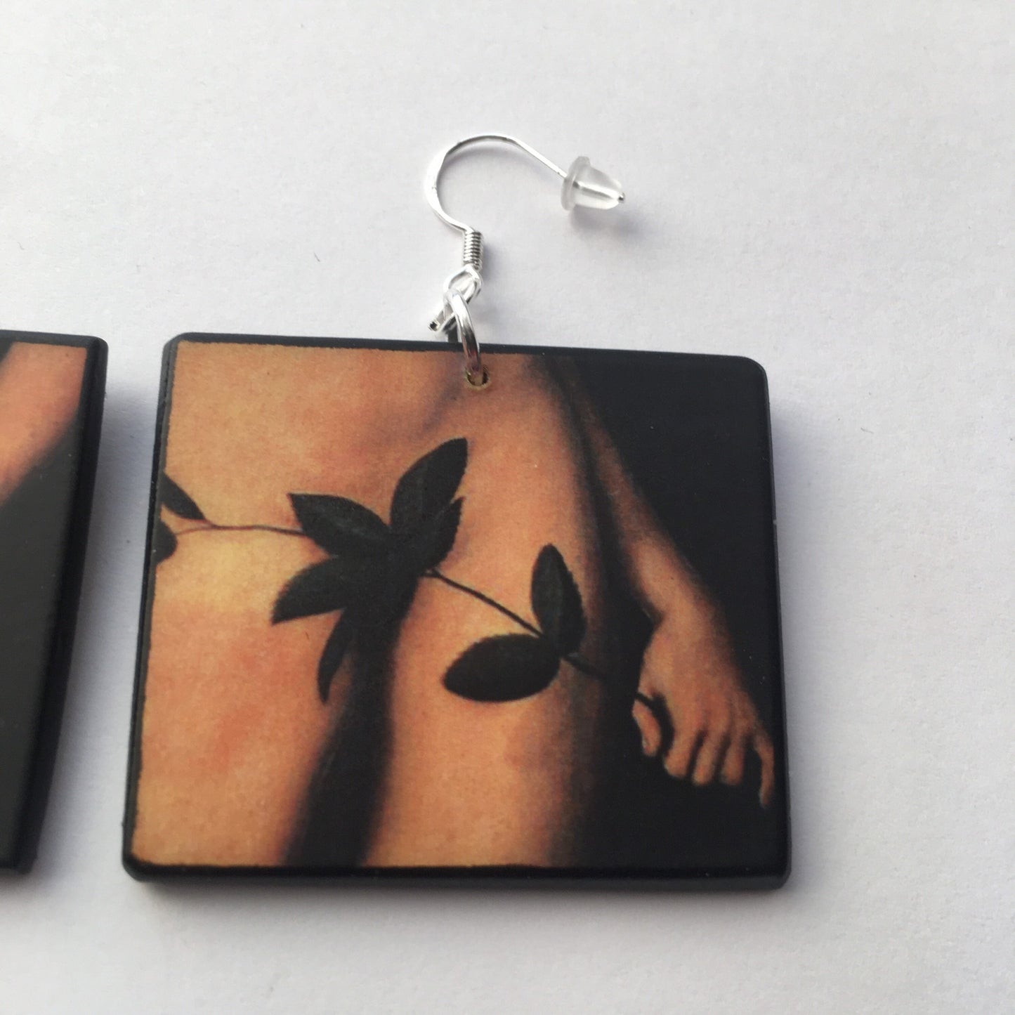 Cranach inspired art earrings. Adam and Eve.