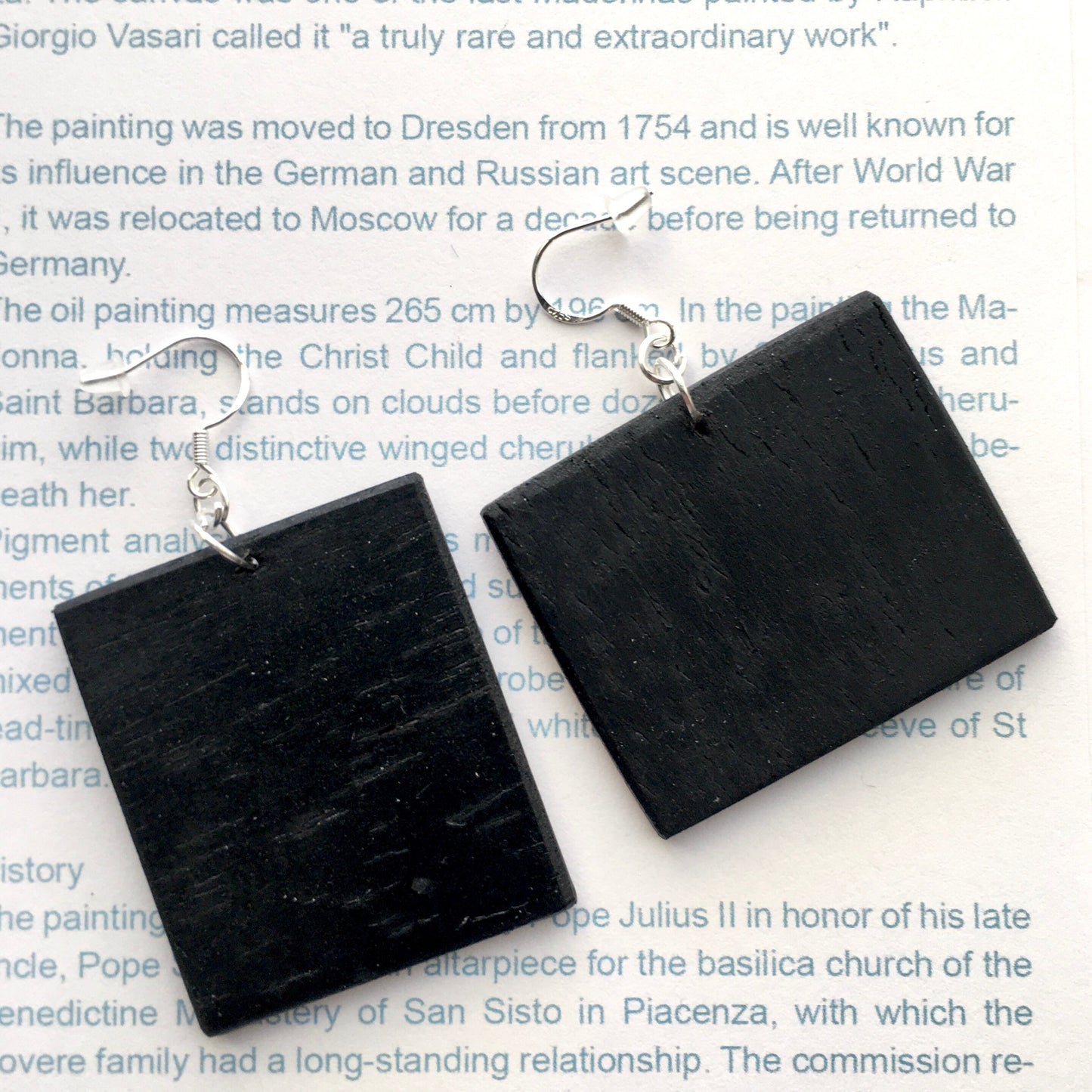 Raphael’s angels, cherubim, aesthetic, wood and sterling silver, asymmetric, art earrings. Christmas mom gift.