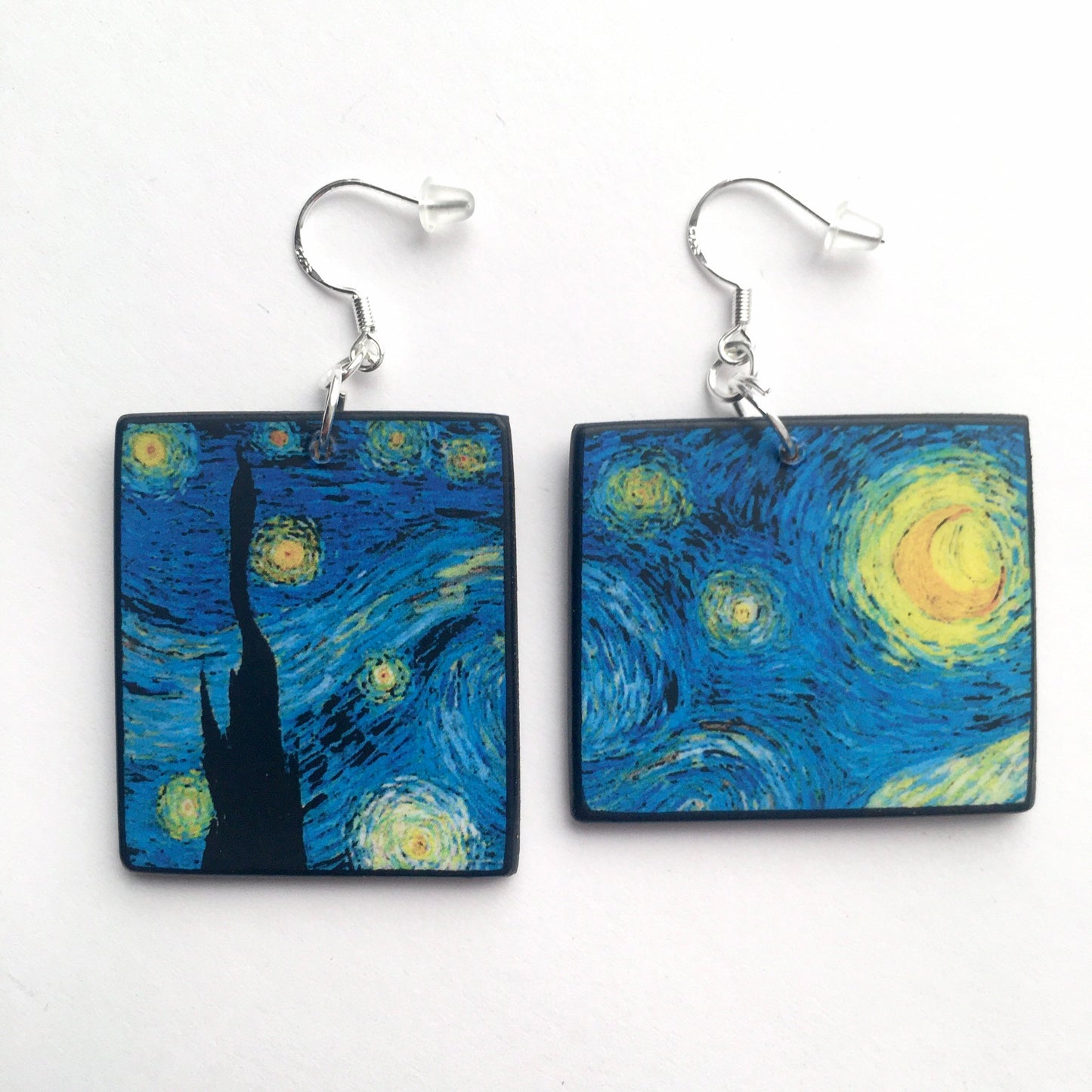 Inspired asymmetrical earrings, by Van Gogh Obljewellery art earrings