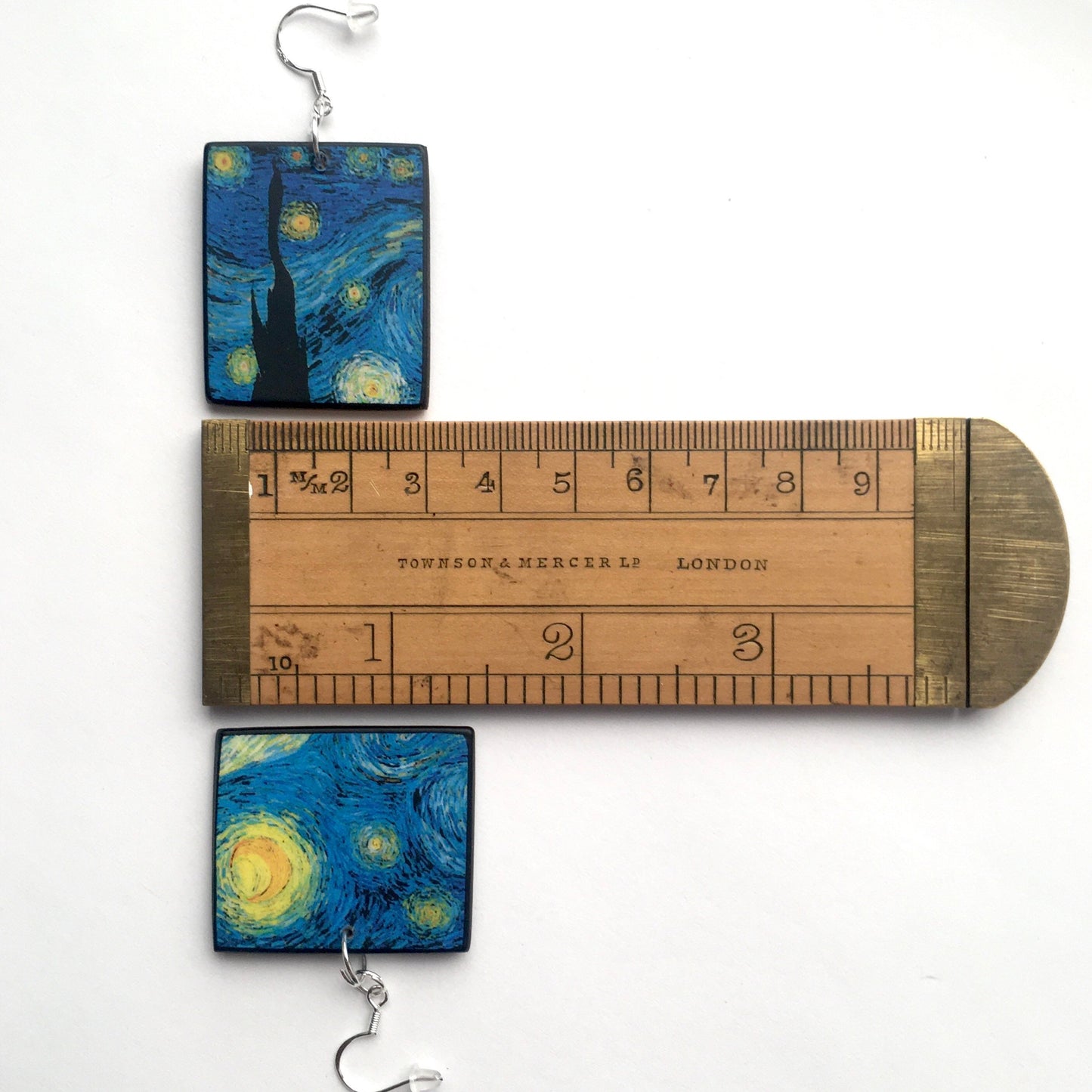 Inspired asymmetrical earrings, by Van Gogh