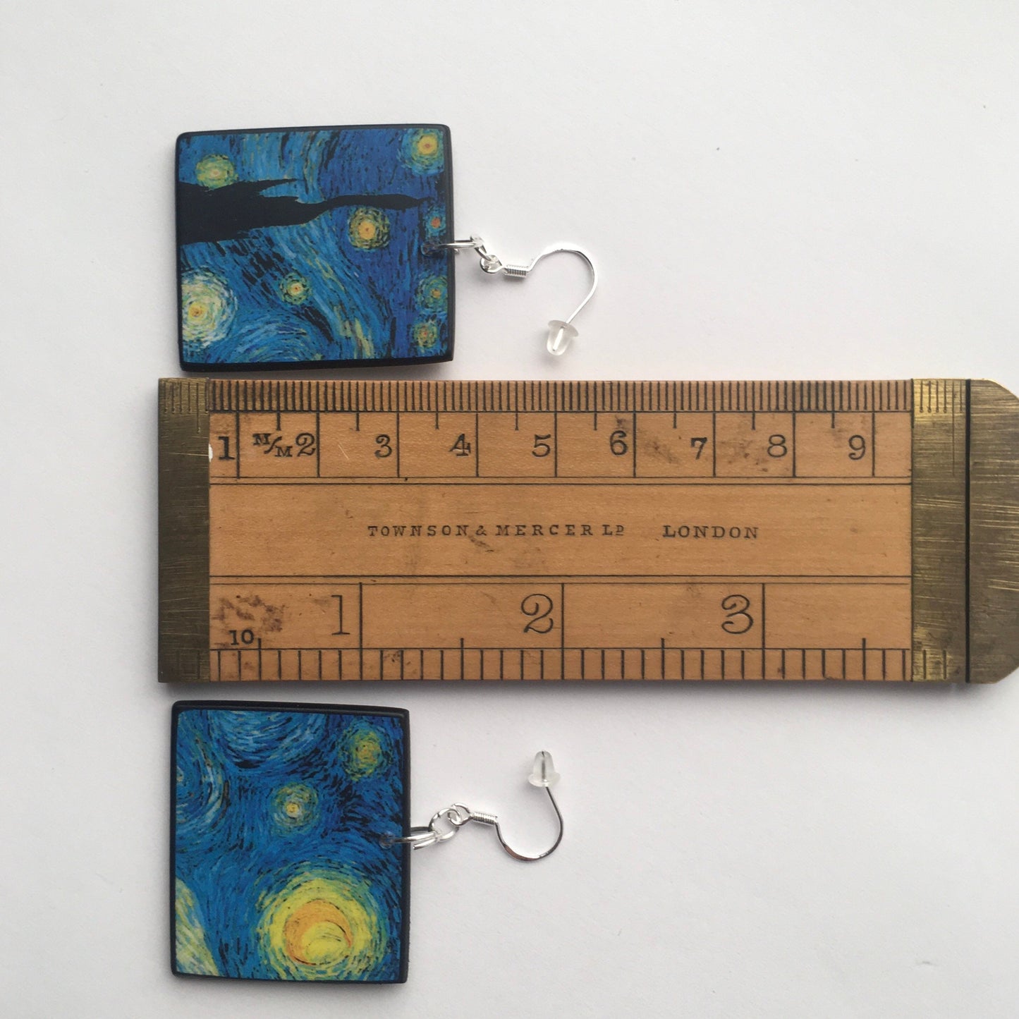 Inspired asymmetrical earrings, by Van Gogh