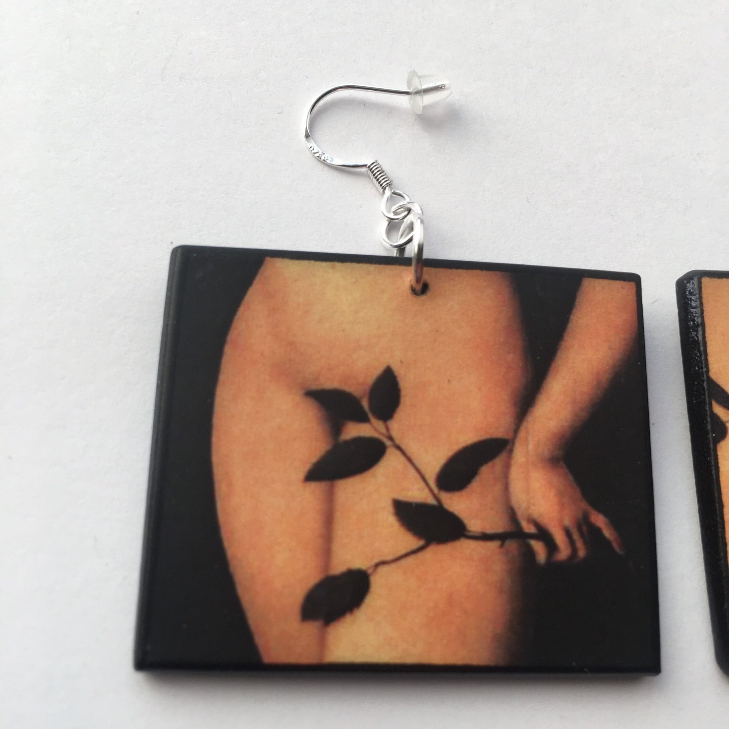 Cranach inspired art earrings. Adam and Eve.