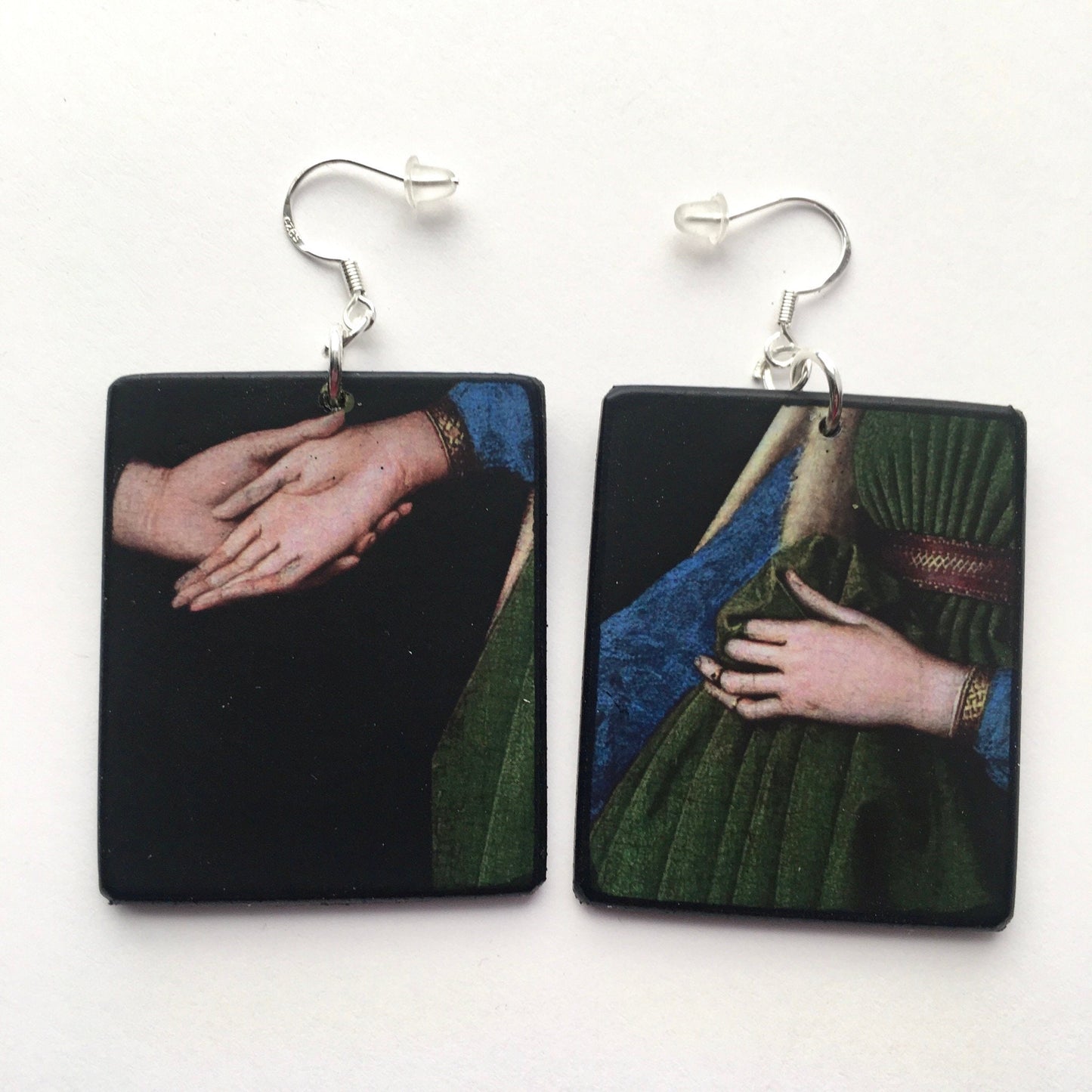 Museum-Inspired Sustainable Earrings Jan Van Eyck mismatched art earrings Obljewellery