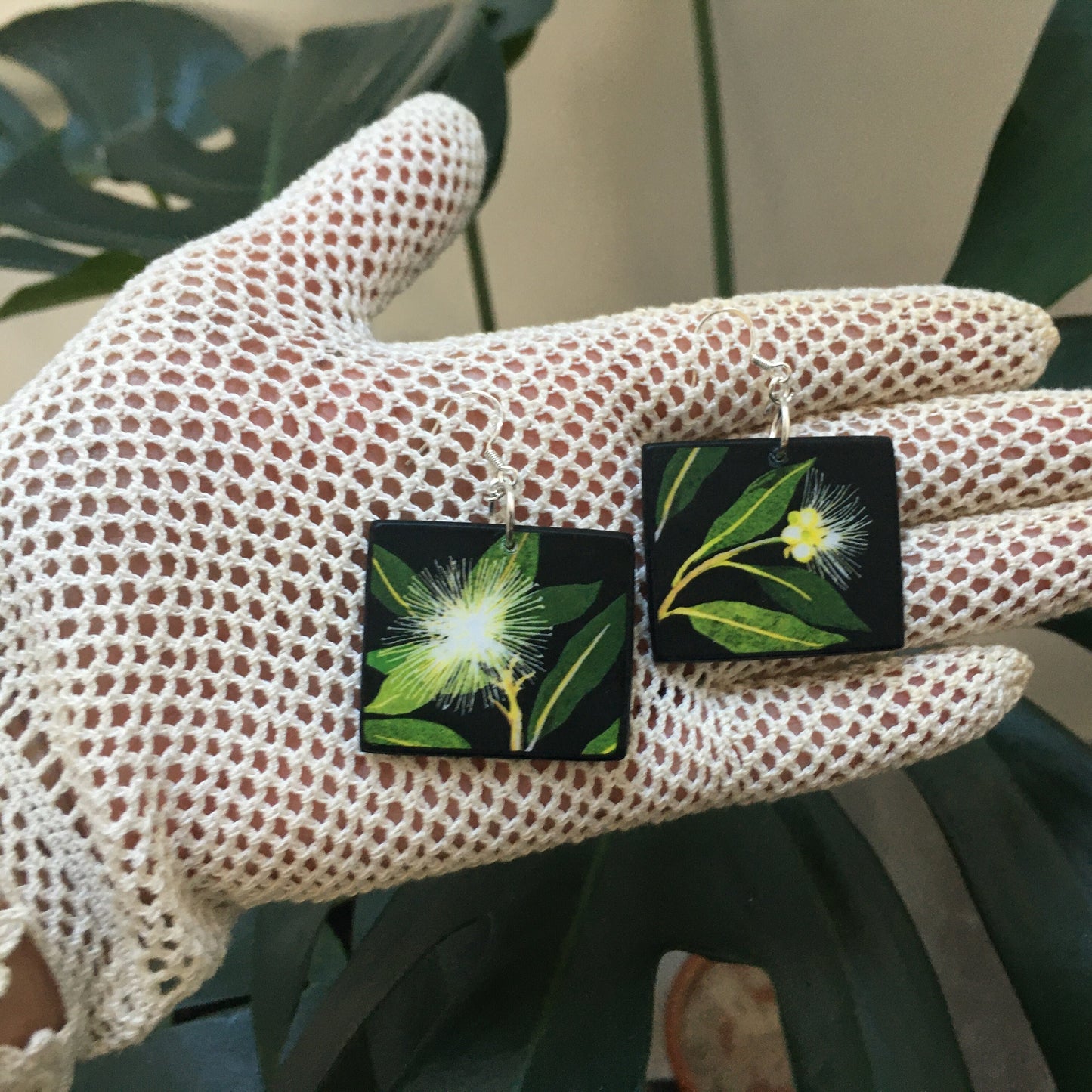 Mary Delany, floral art earrings