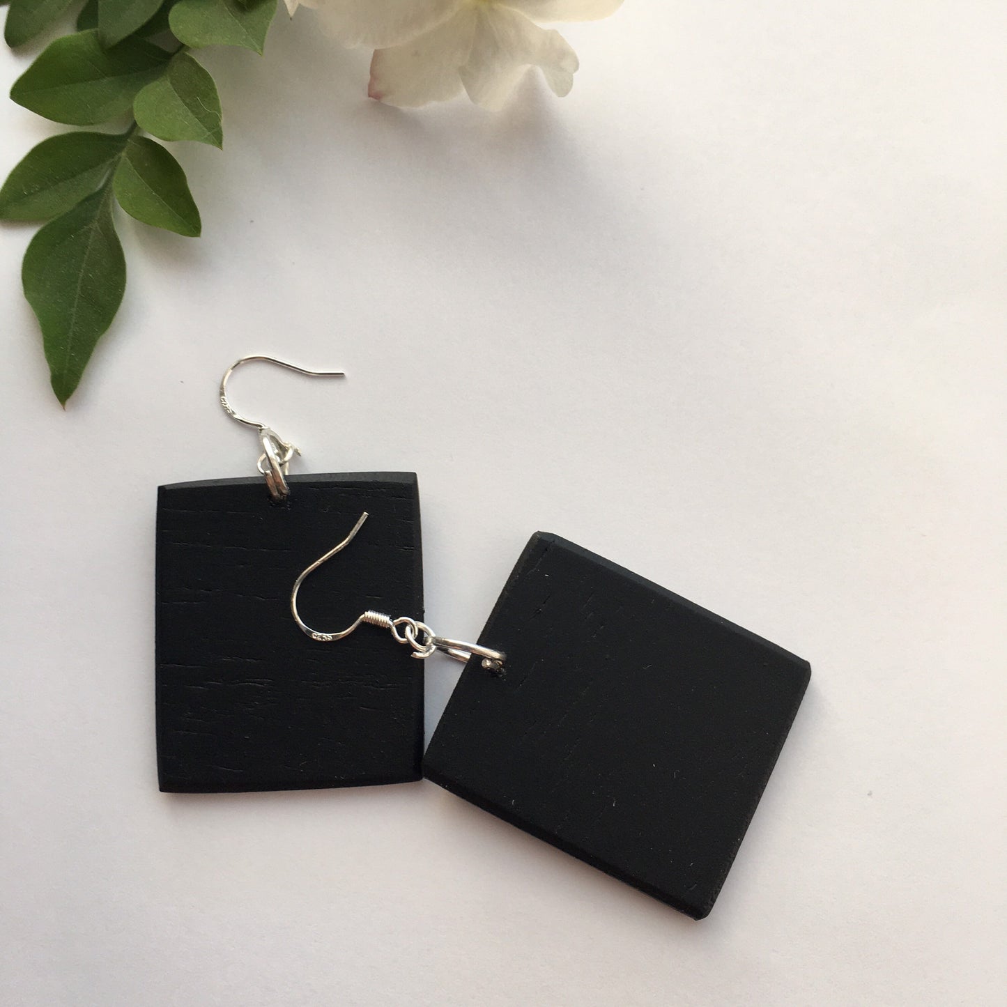 Mary Delany, art earrings on wood and sterling silver hooks. Alternative,white floral, bride earrings, bridesmaid gift.
