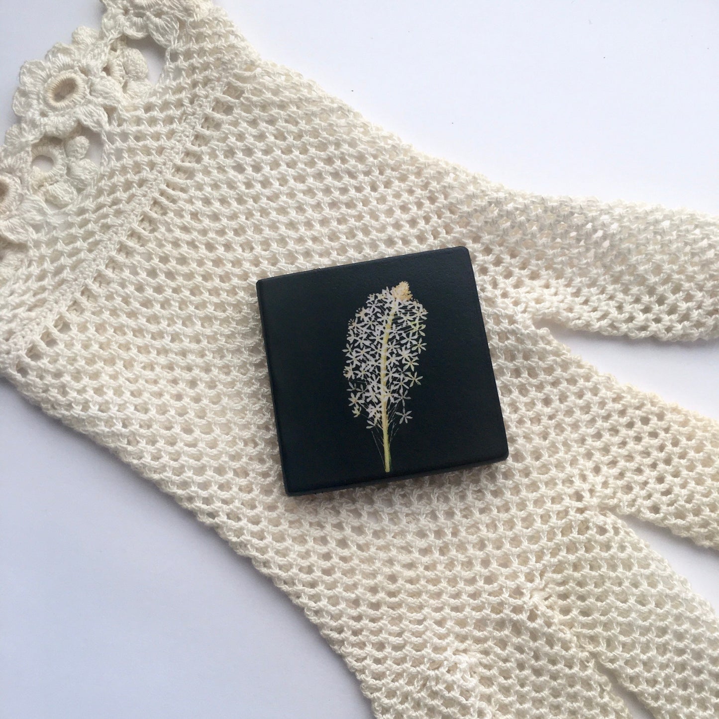 Mary Delany wooden, flowers brooch, birthday gift.