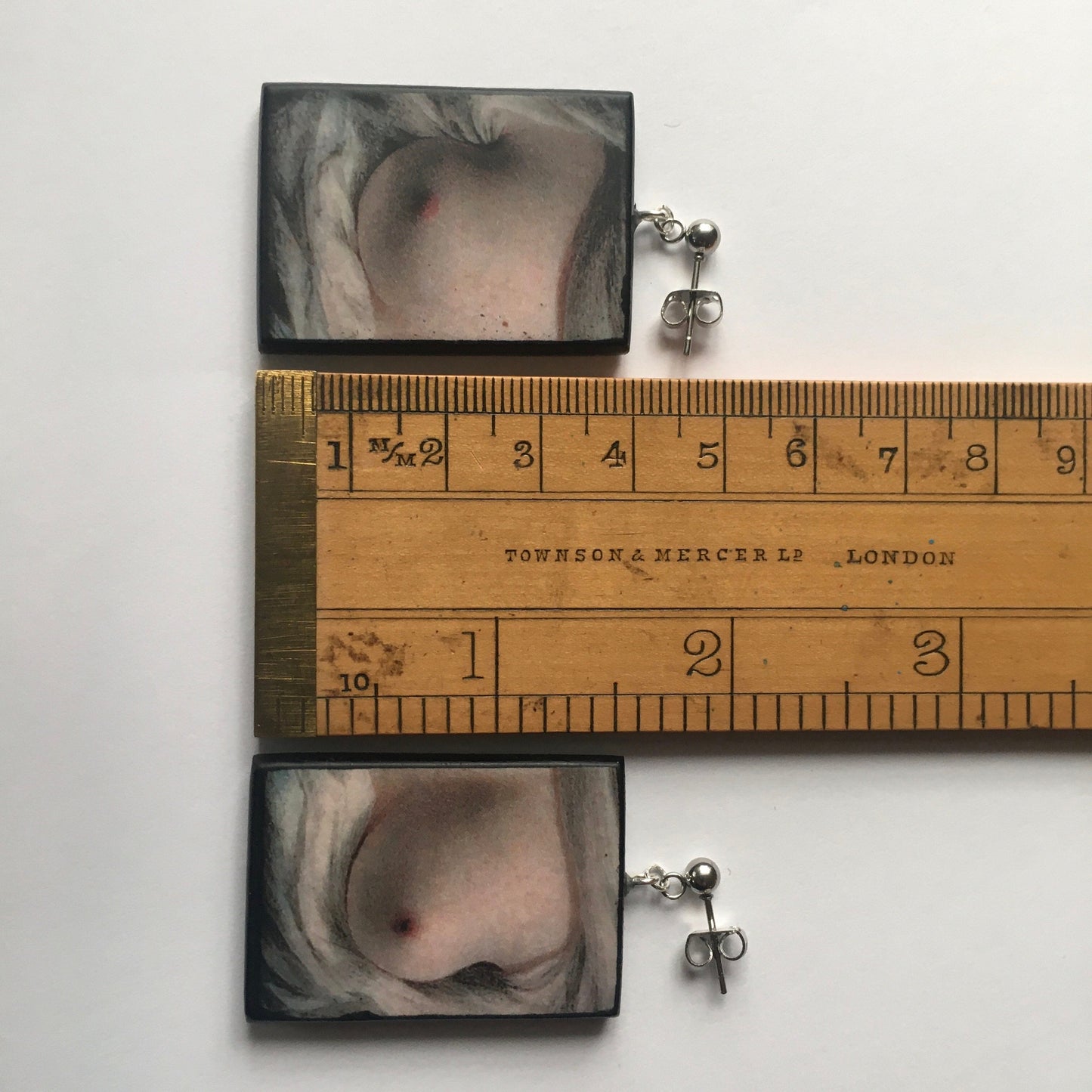 Art earrings, painting Beauty Revealed by Sarah Goodridge
