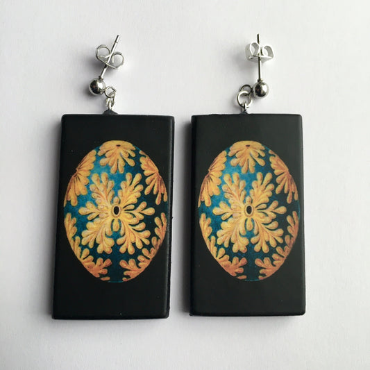 Ernst Haeckel, sustainable art earrings, sea micro creatures scientific illustration. stud earring gift.