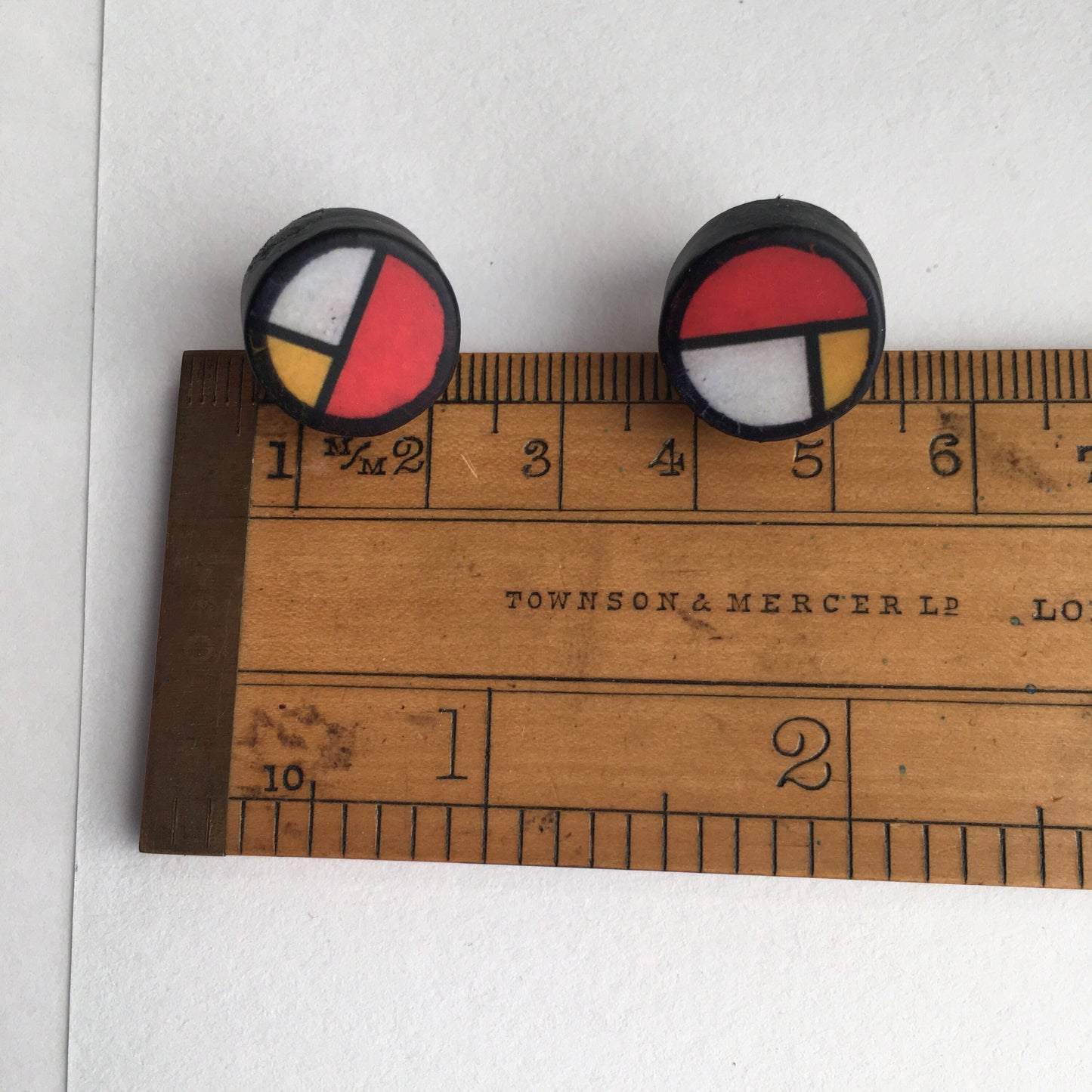 Mondrian men’s earrings. Sterling silver and sustainable wood stud earrings. Father’s Day gift.