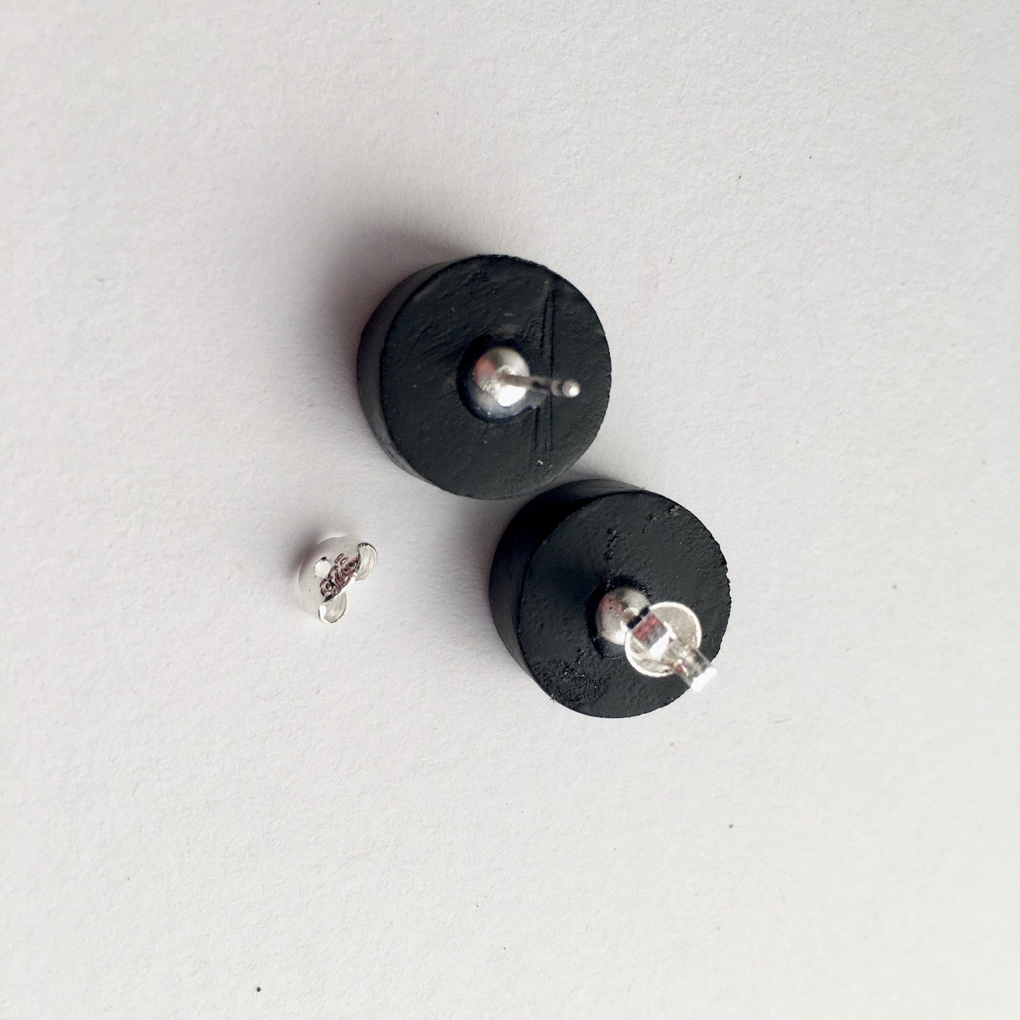 Mondrian men’s earrings. Sterling silver and sustainable wood stud earrings. Father’s Day gift.